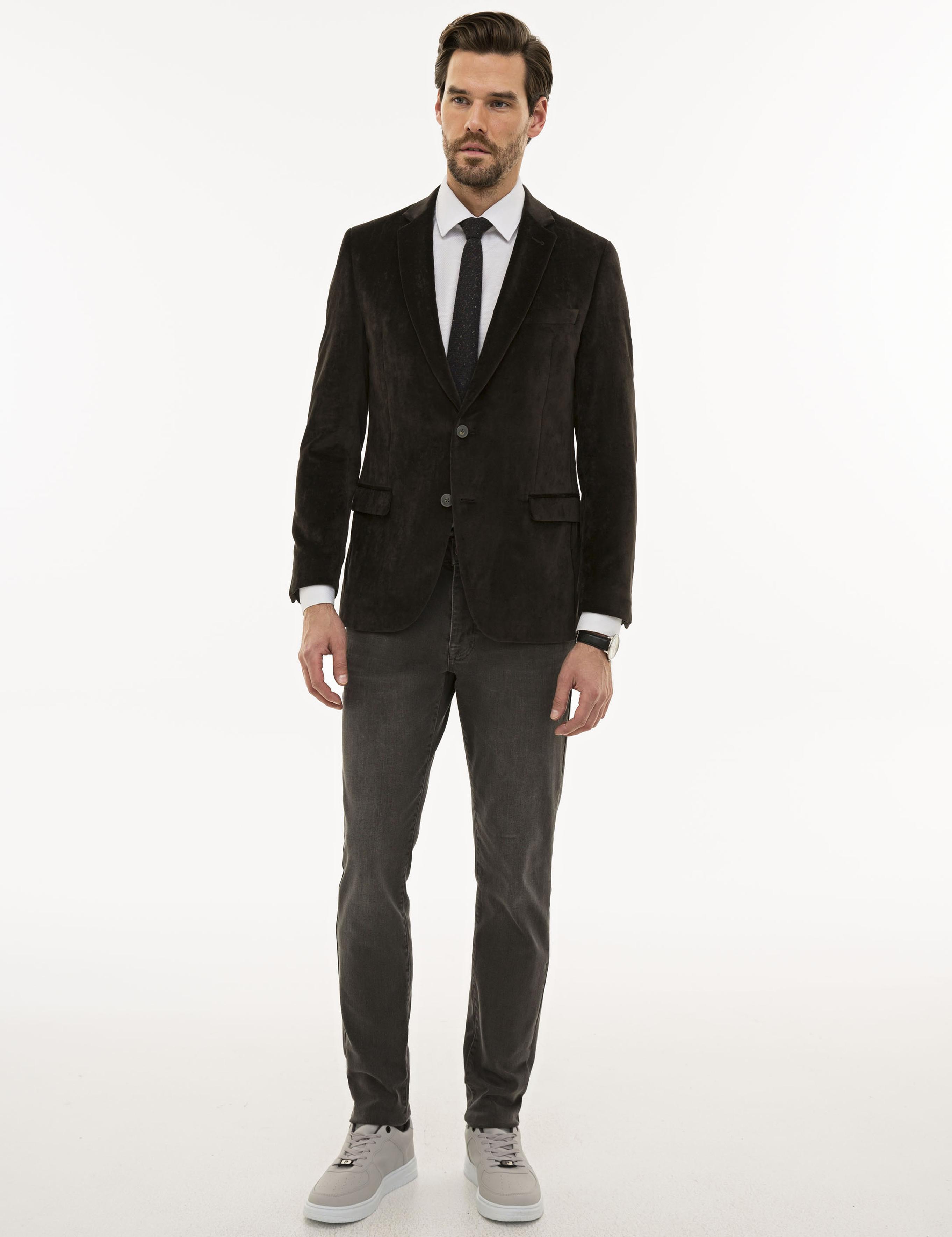 Kahverengi Eksta Slim Fit Ceket