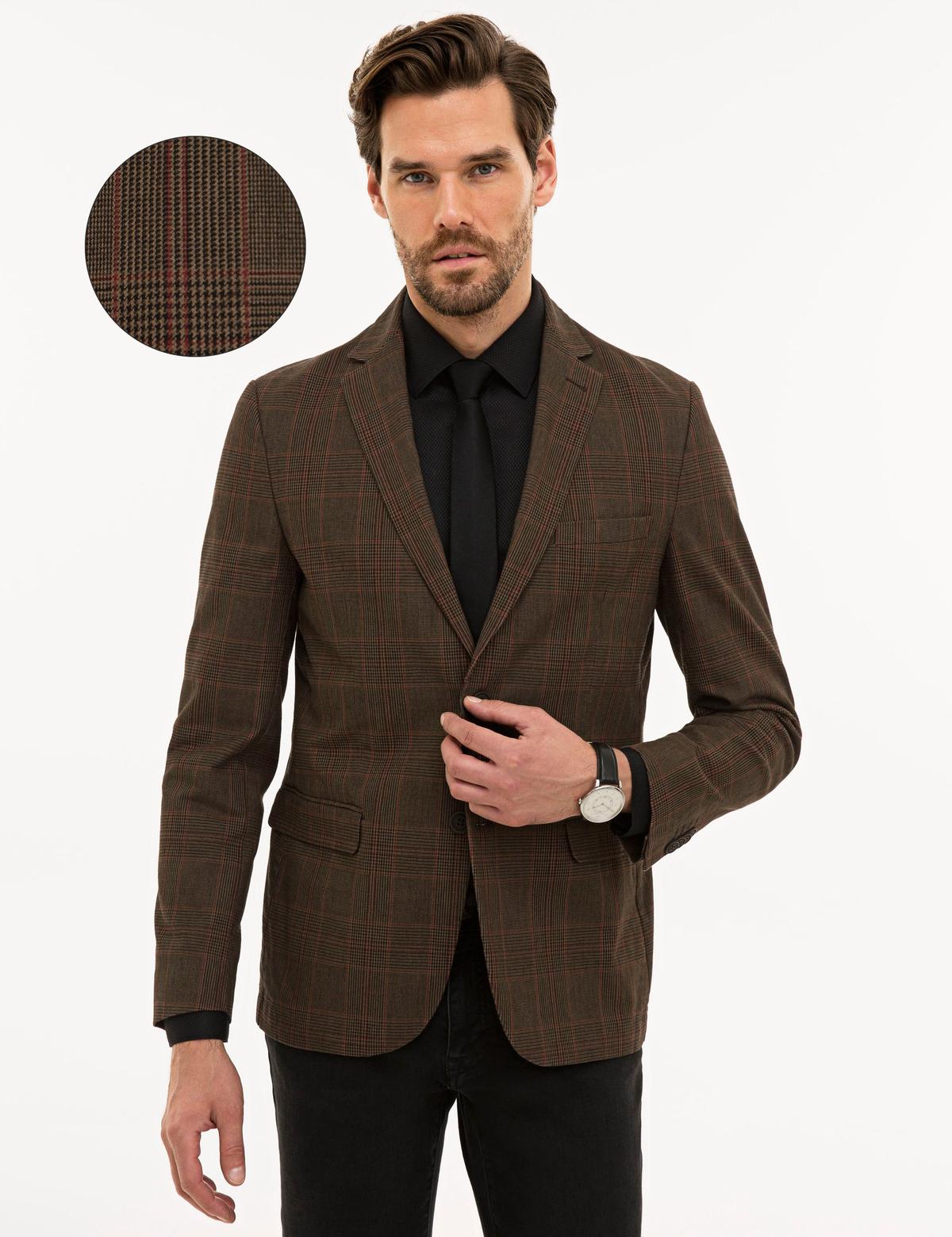 Kahverengi Slim Fit Ceket