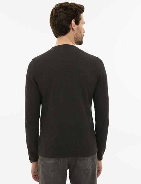 Antrasit Melanj Slim Fit Triko Kazak - 50228232016