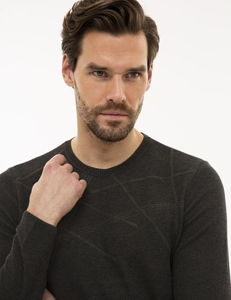 Antrasit Melanj Slim Fit Triko Kazak - 50228232016