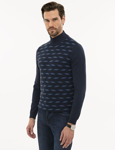 Lacivert Slim Fit Triko Kazak - 50233734019