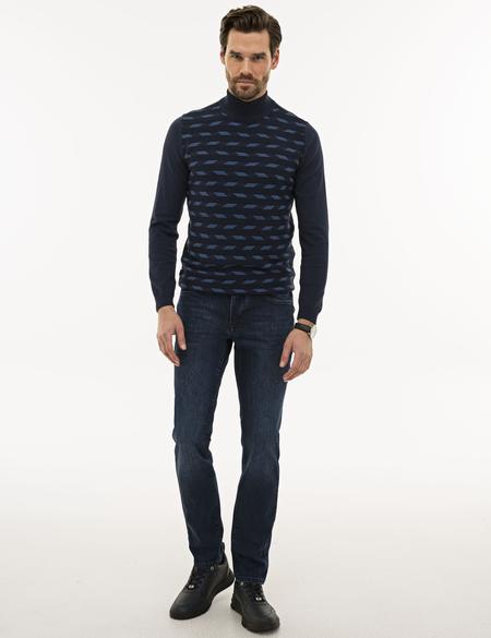 Lacivert Slim Fit Triko Kazak - 50233734019