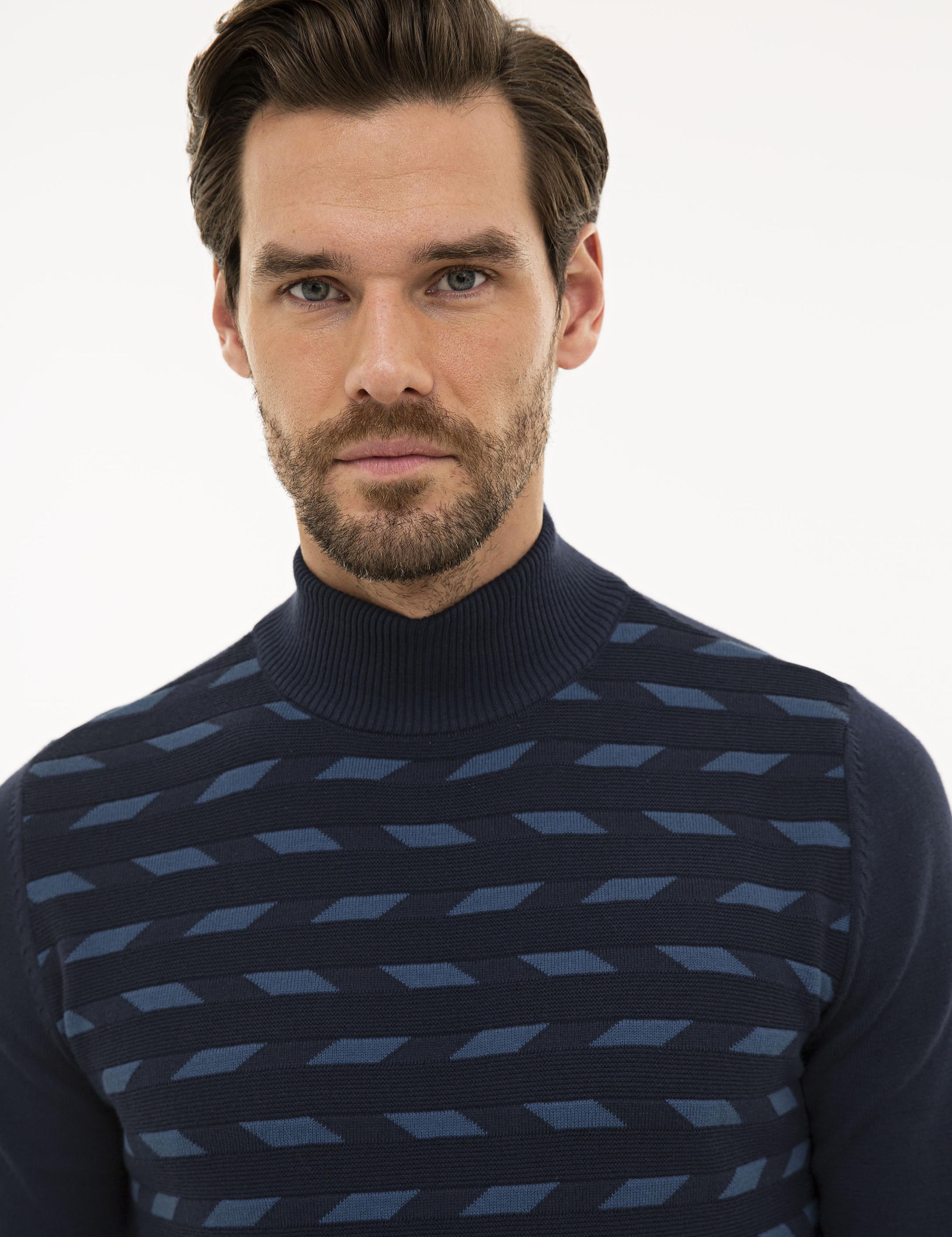 Lacivert Slim Fit Triko Kazak