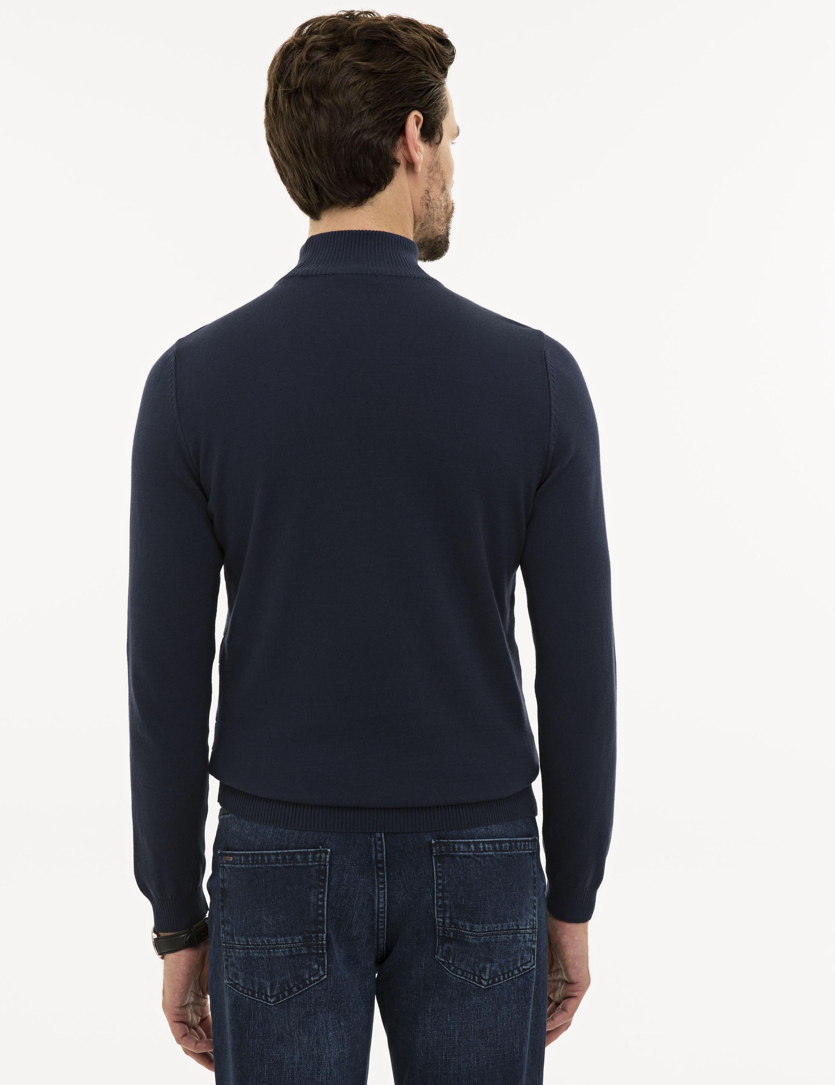 Lacivert Slim Fit Triko Kazak