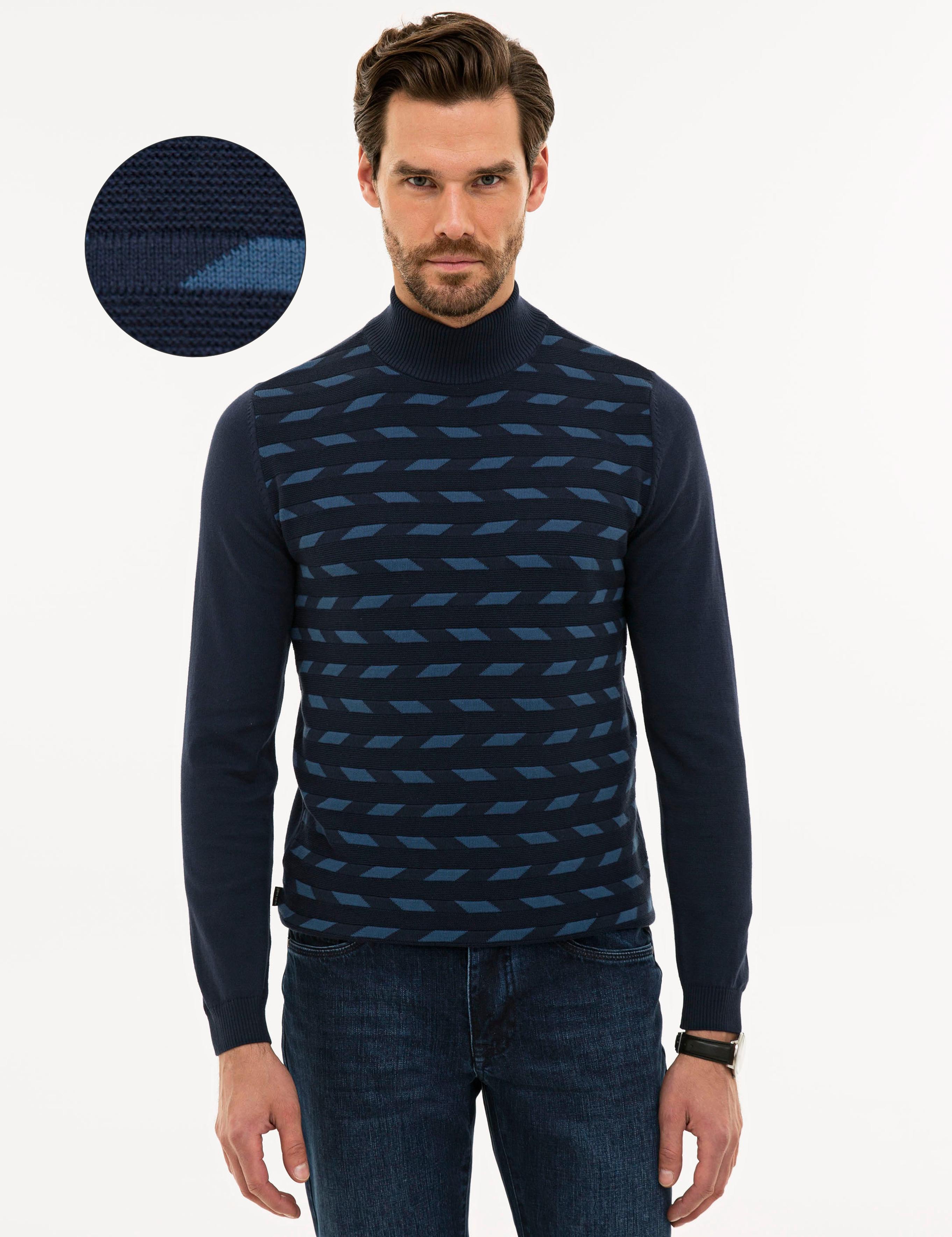 Lacivert Slim Fit Triko Kazak