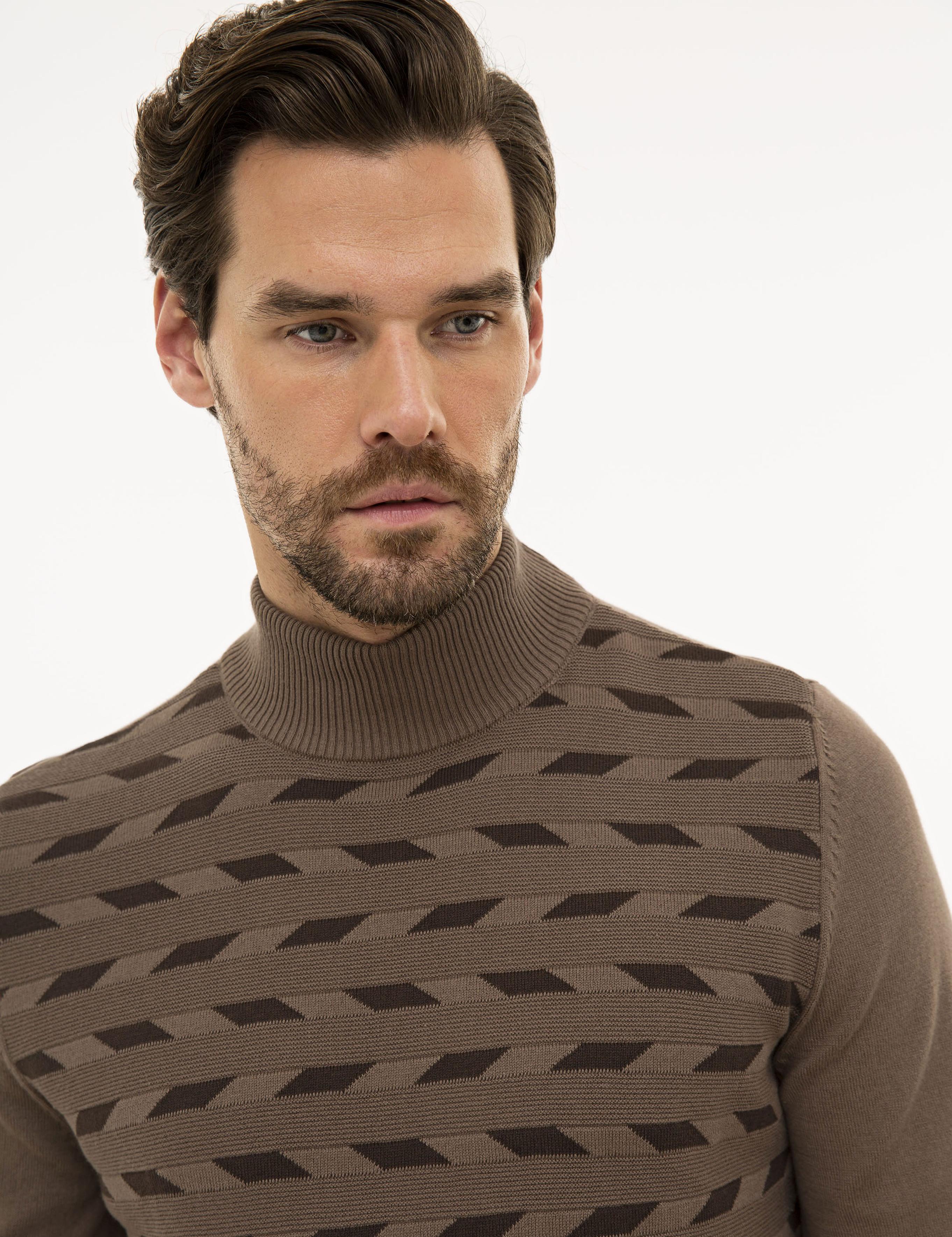 Açık Kahverengi Slim Fit Triko Kazak