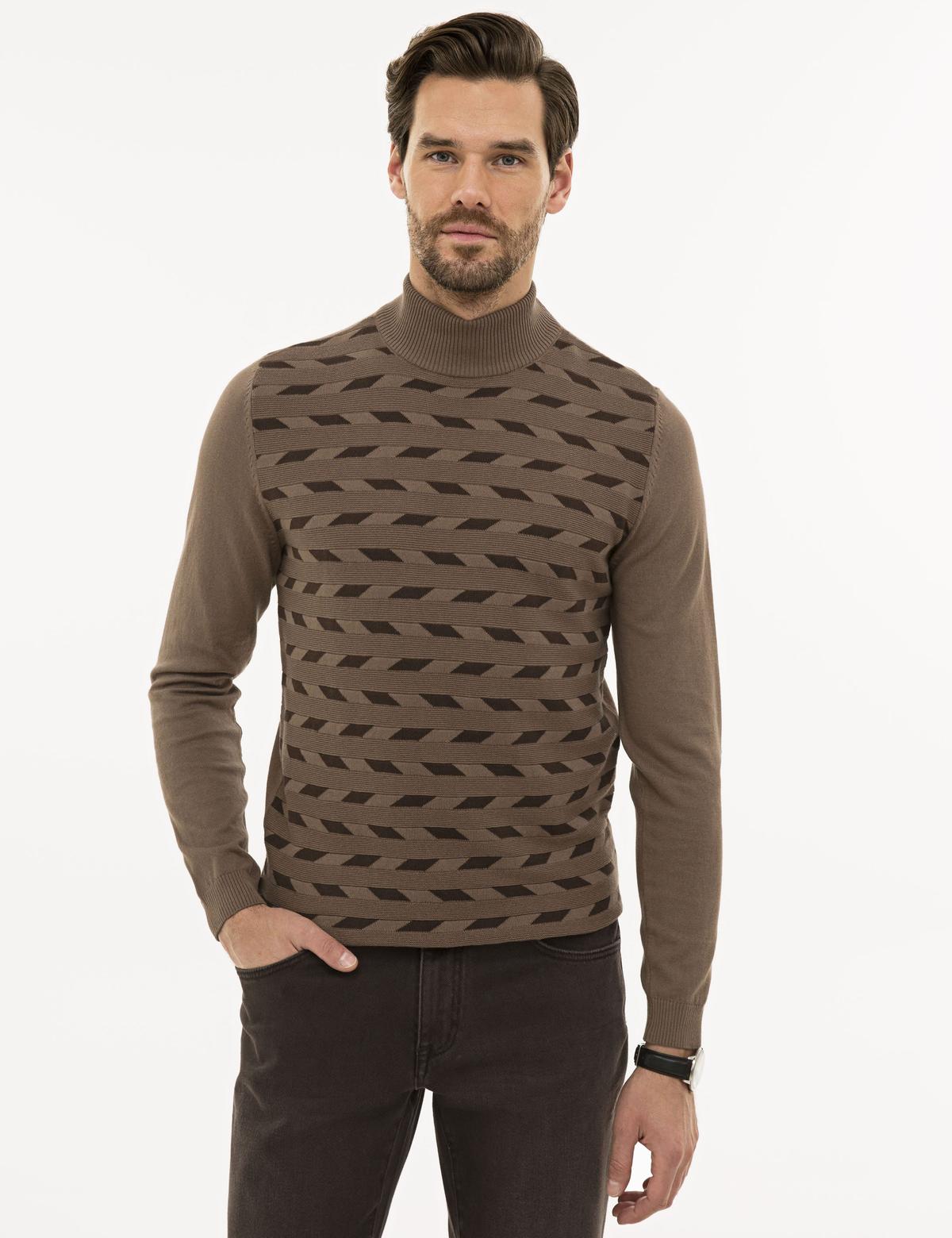 Açık Kahverengi Slim Fit Triko Kazak