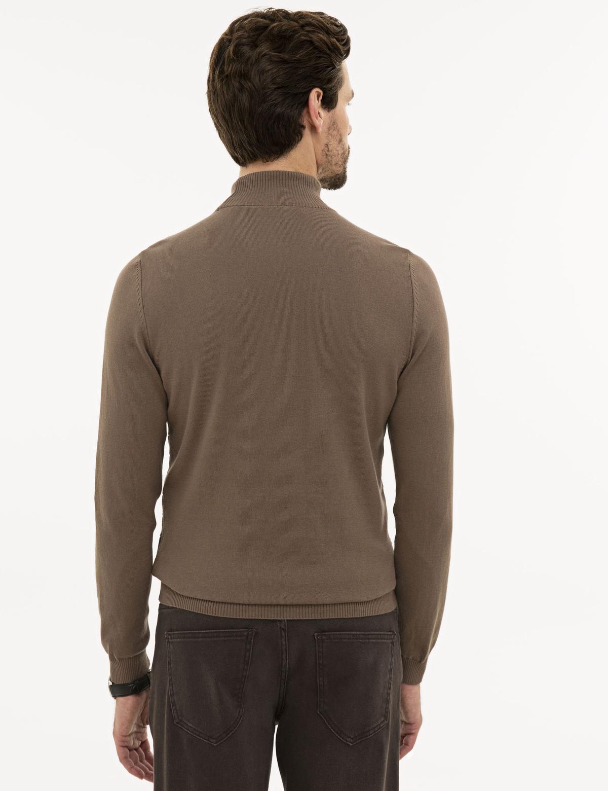 Açık Kahverengi Slim Fit Triko Kazak - 50233734009