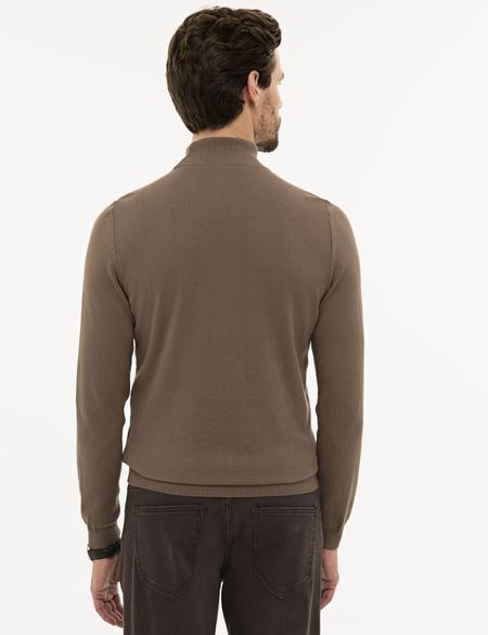 Açık Kahverengi Slim Fit Triko Kazak - 50233734009