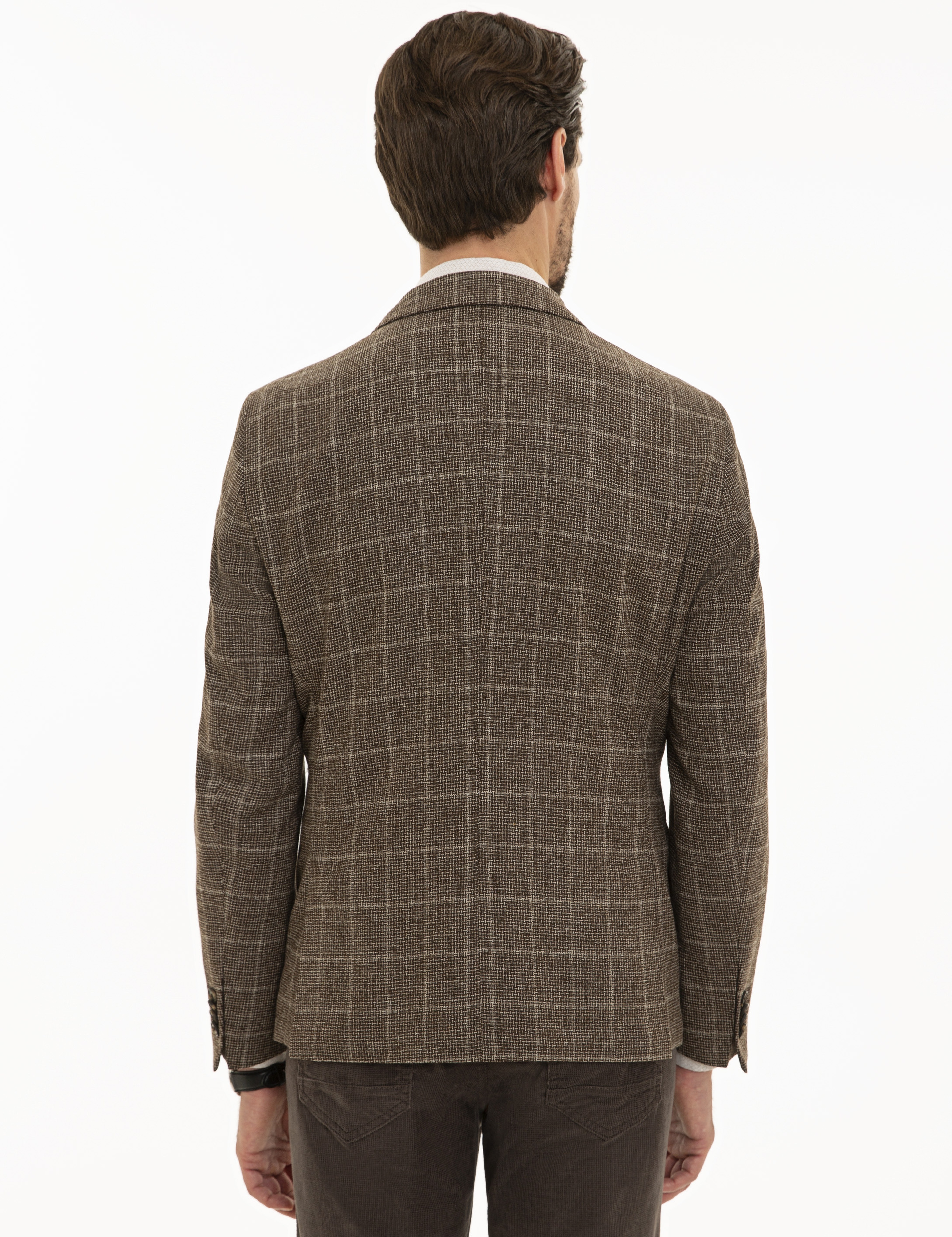Kahverengi Ex. Slim Fit Ceket - Image 4