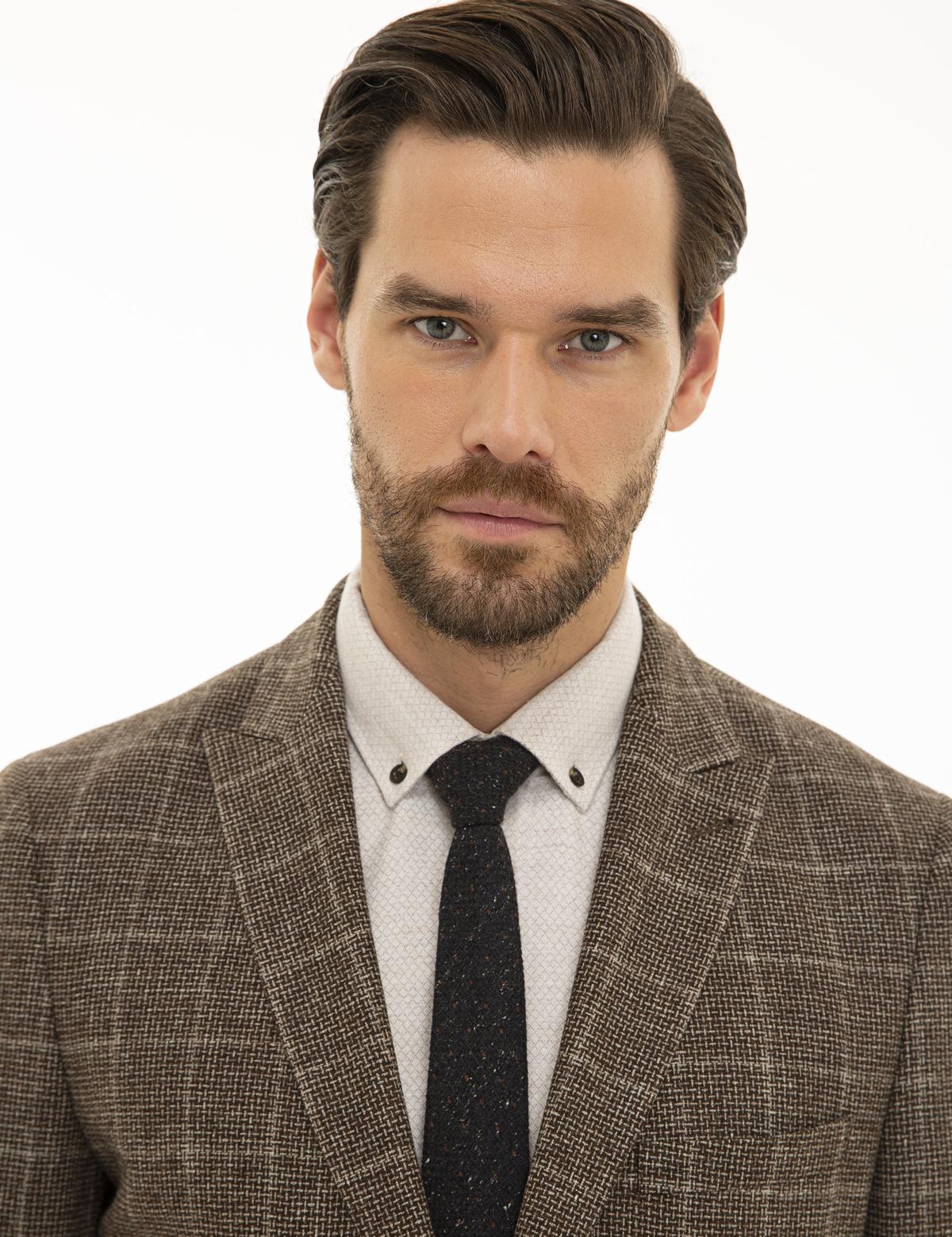 Kahverengi Ex. Slim Fit Ceket - 50227201008