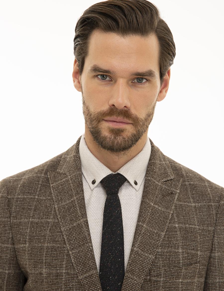 Kahverengi Ex. Slim Fit Ceket