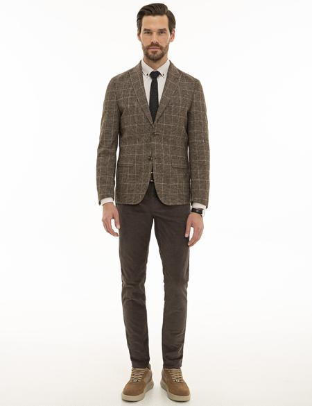 Kahverengi Ex. Slim Fit Ceket - 50227201008