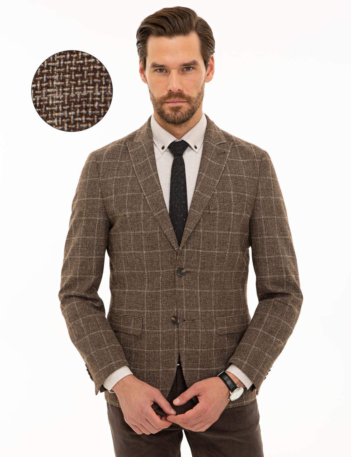 Kahverengi Ex. Slim Fit Ceket