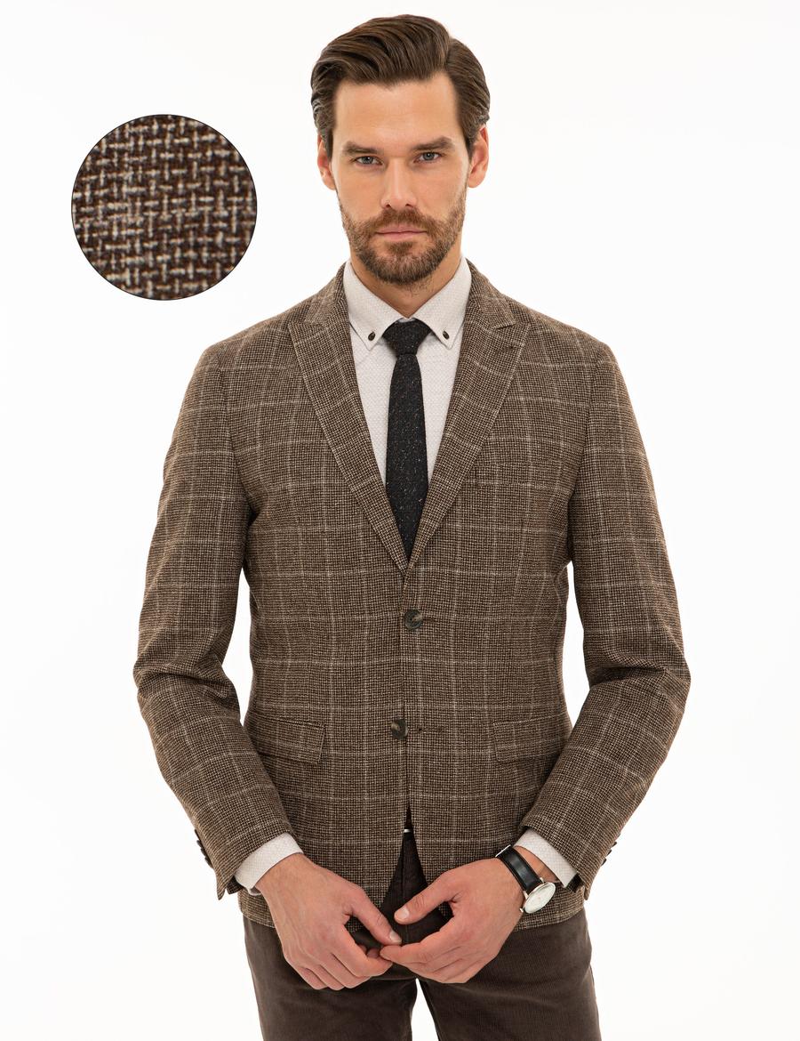 Kahverengi Ex. Slim Fit Ceket