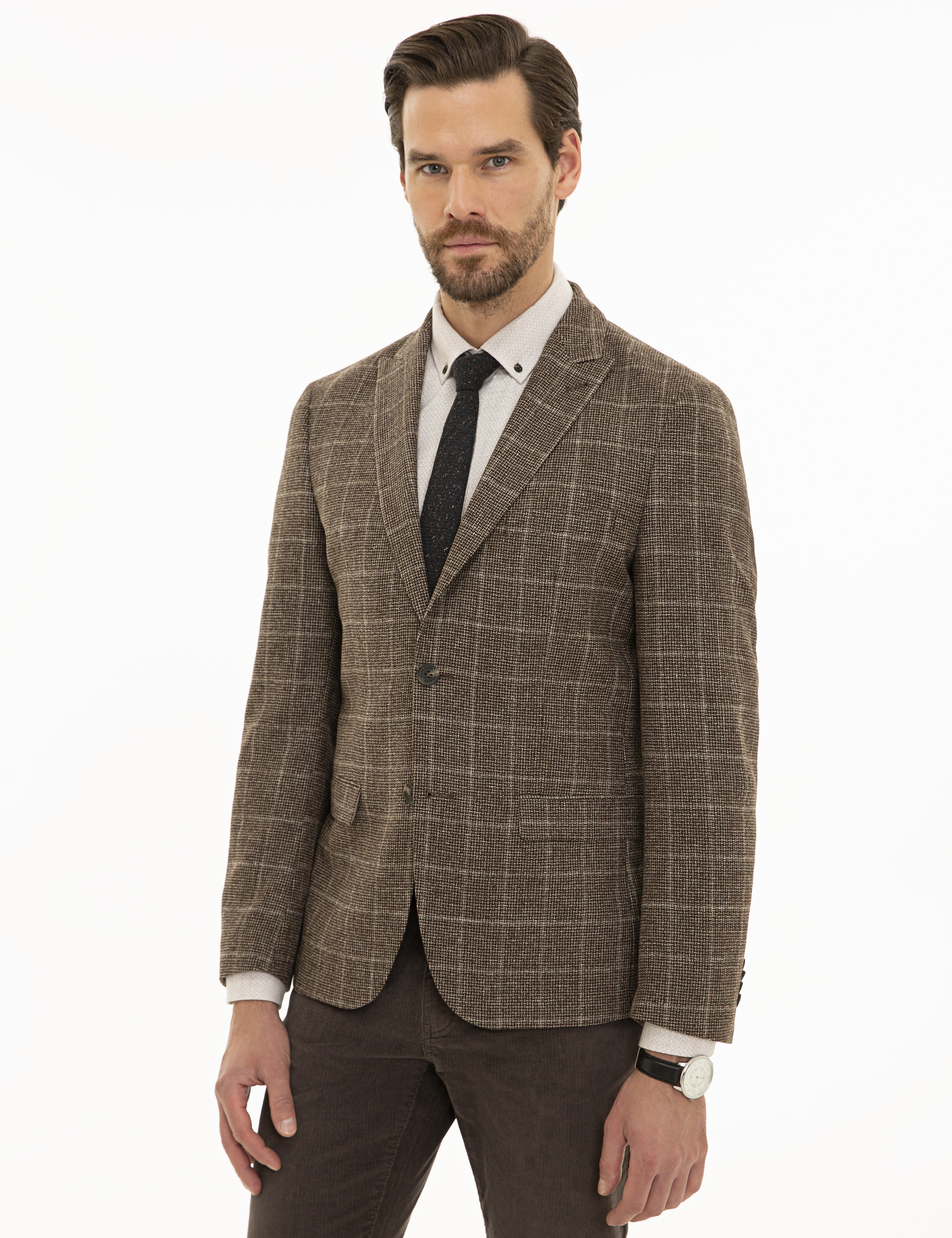 Kahverengi Ex. Slim Fit Ceket - Image 3