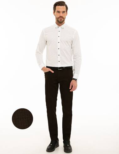 Koyu Kahverengi Slim Fit Kanvas Pantolon