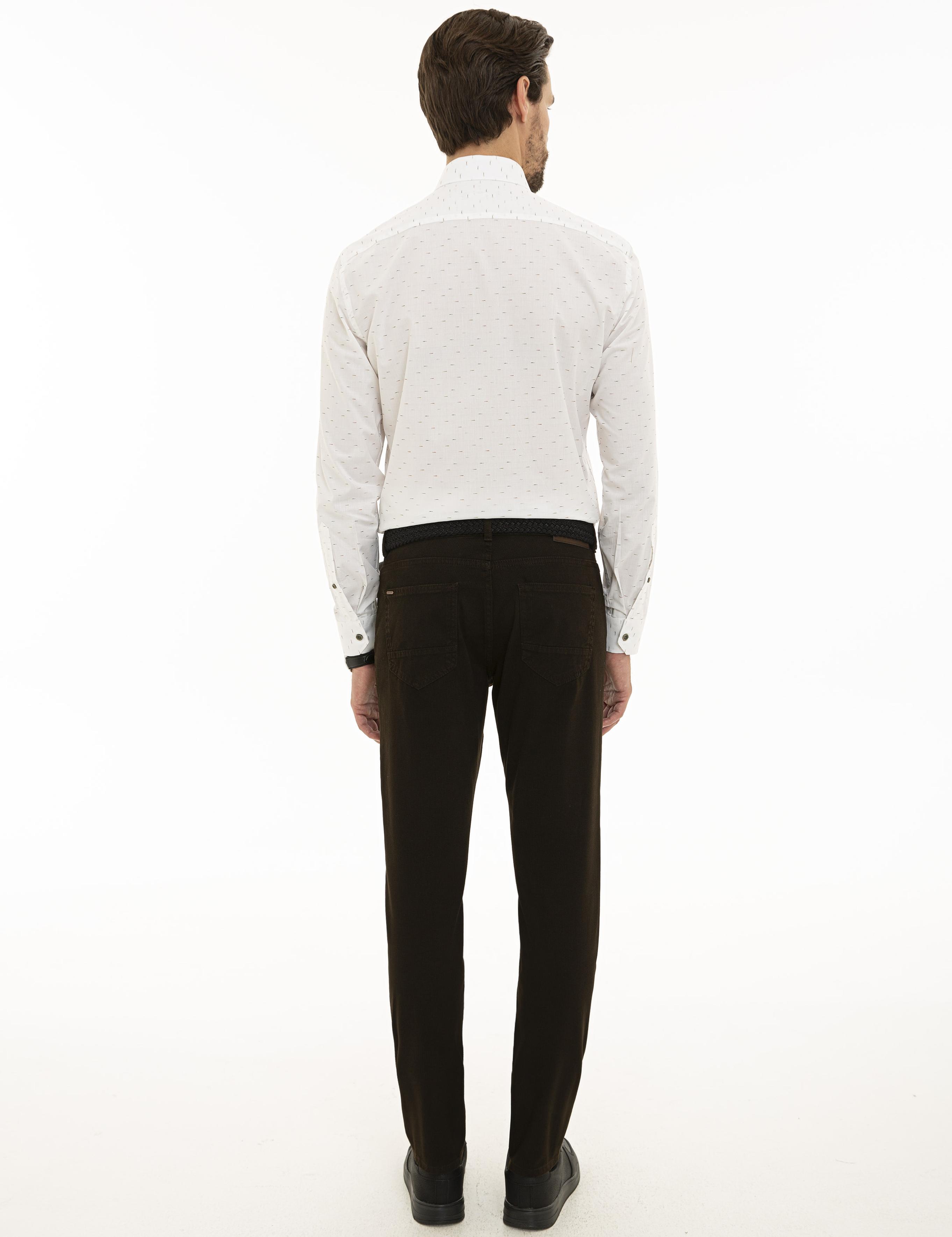 Koyu Kahverengi Slim Fit Kanvas Pantolon