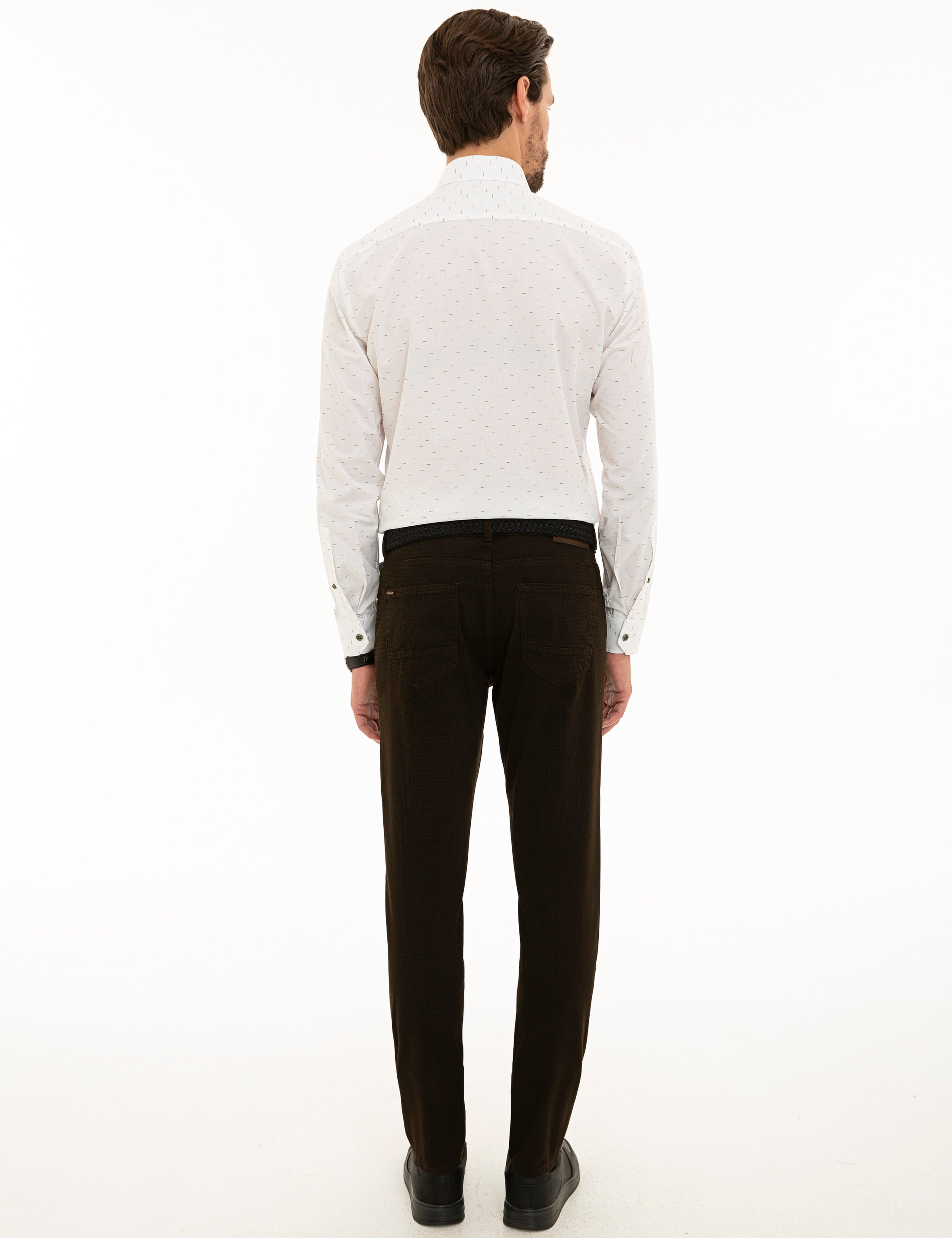 Koyu Kahverengi Slim Fit Kanvas Pantolon - Image 3