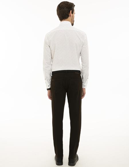 Koyu Kahverengi Slim Fit Kanvas Pantolon - 50229216058