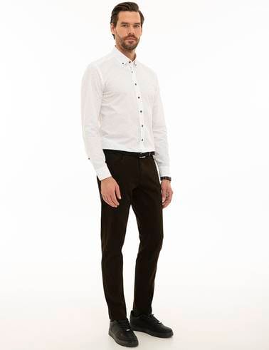 Koyu Kahverengi Slim Fit Kanvas Pantolon