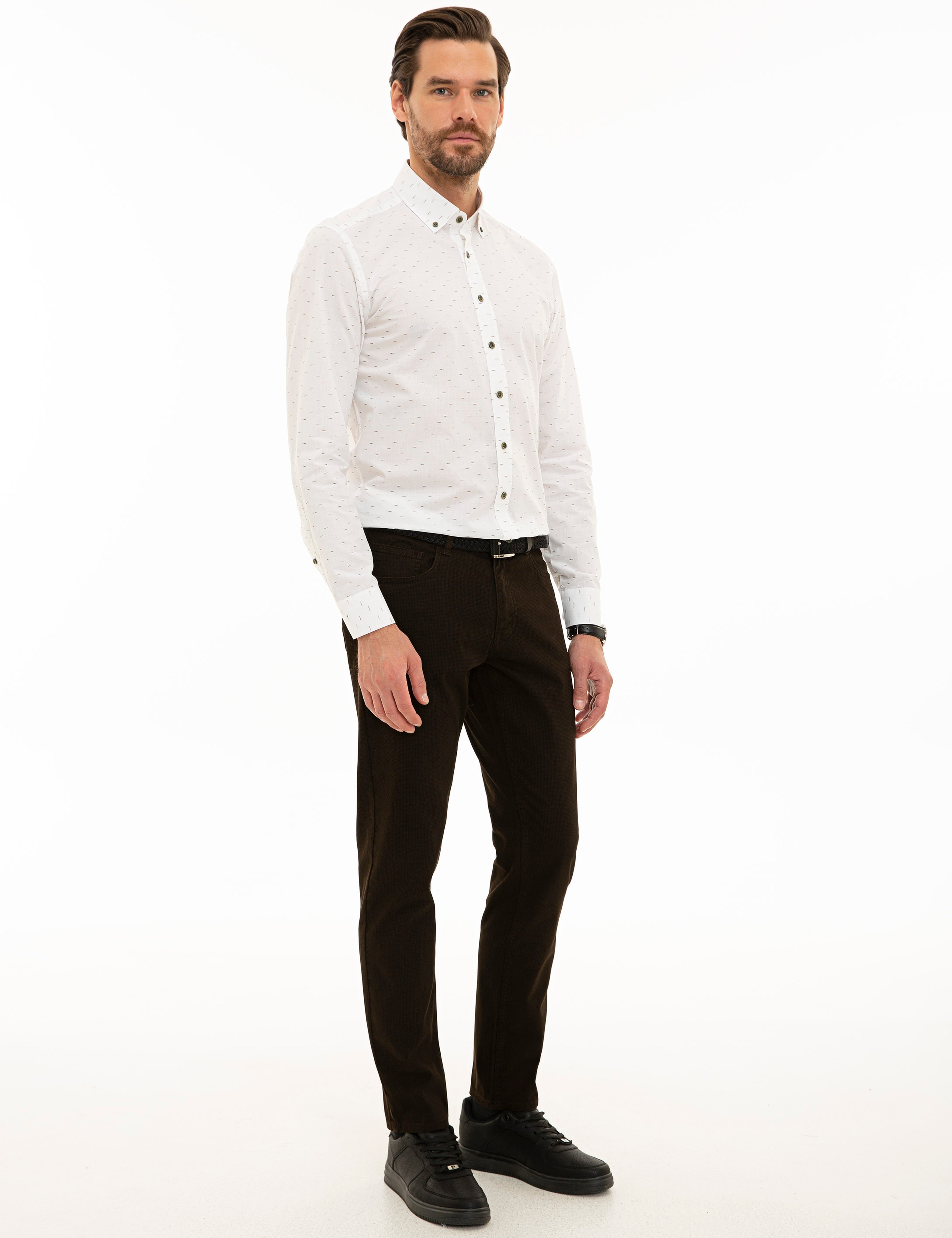 Koyu Kahverengi Slim Fit Kanvas Pantolon
