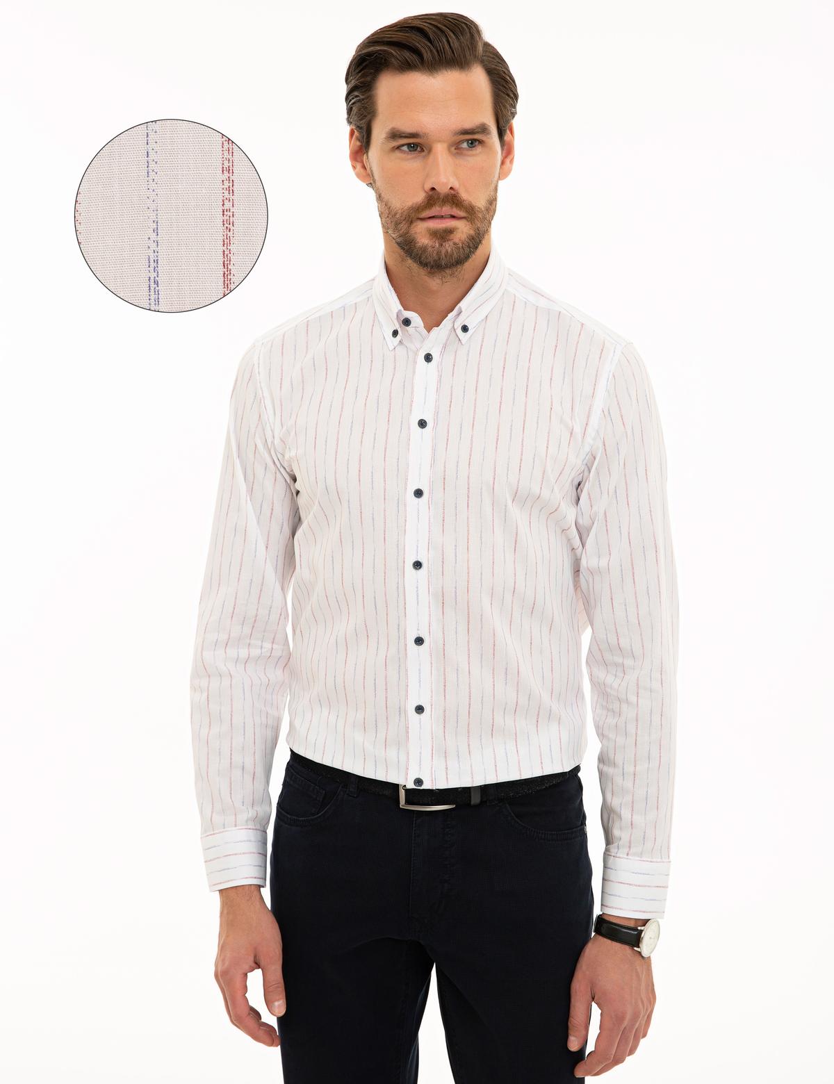 Bordo Slim Fit Uzun Kollu Gömlek