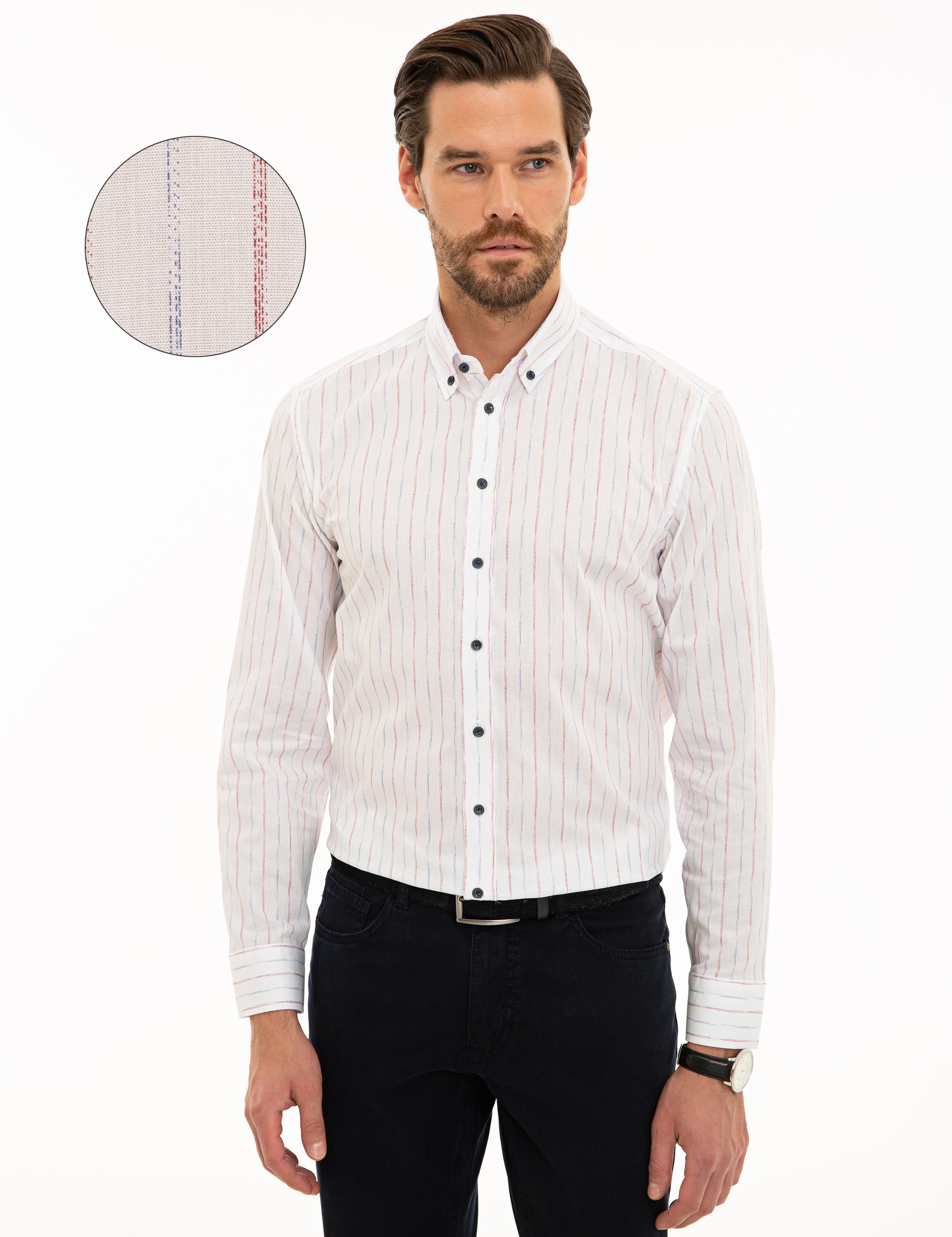 Bordo Slim Fit Uzun Kollu Gömlek