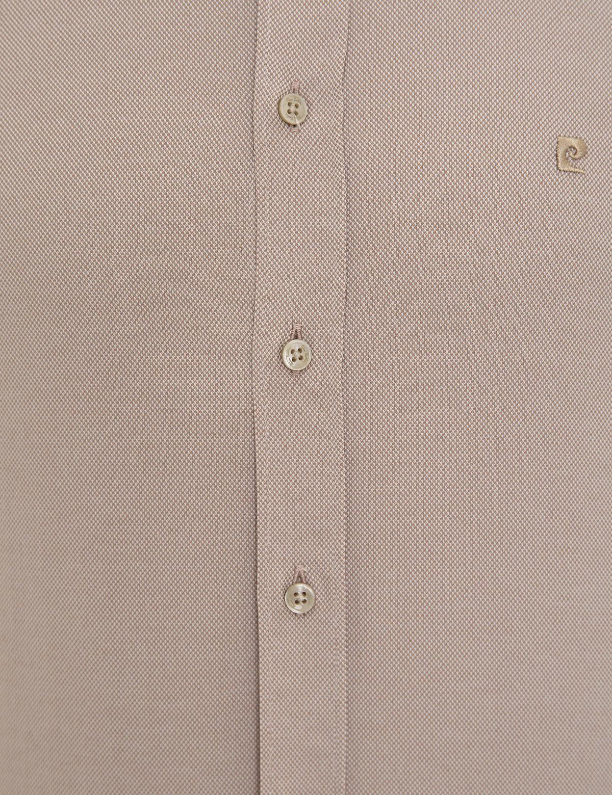 Açık Kahverengi Slim Fit Oxford Gömlek - 50233534043