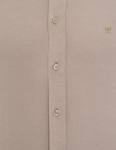 Açık Kahverengi Slim Fit Oxford Gömlek - 50233534043