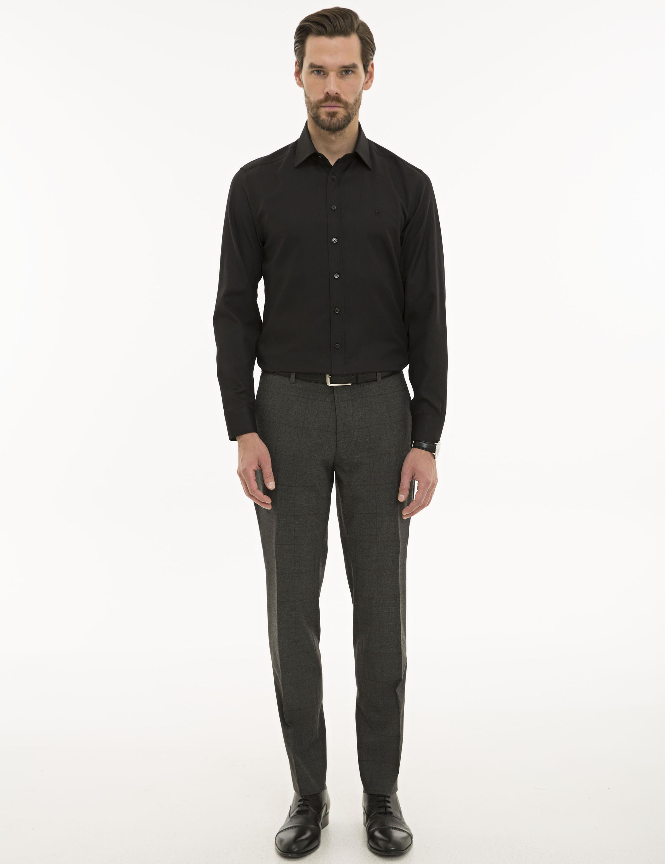 Siyah Slim Fit Oxford Gömlek