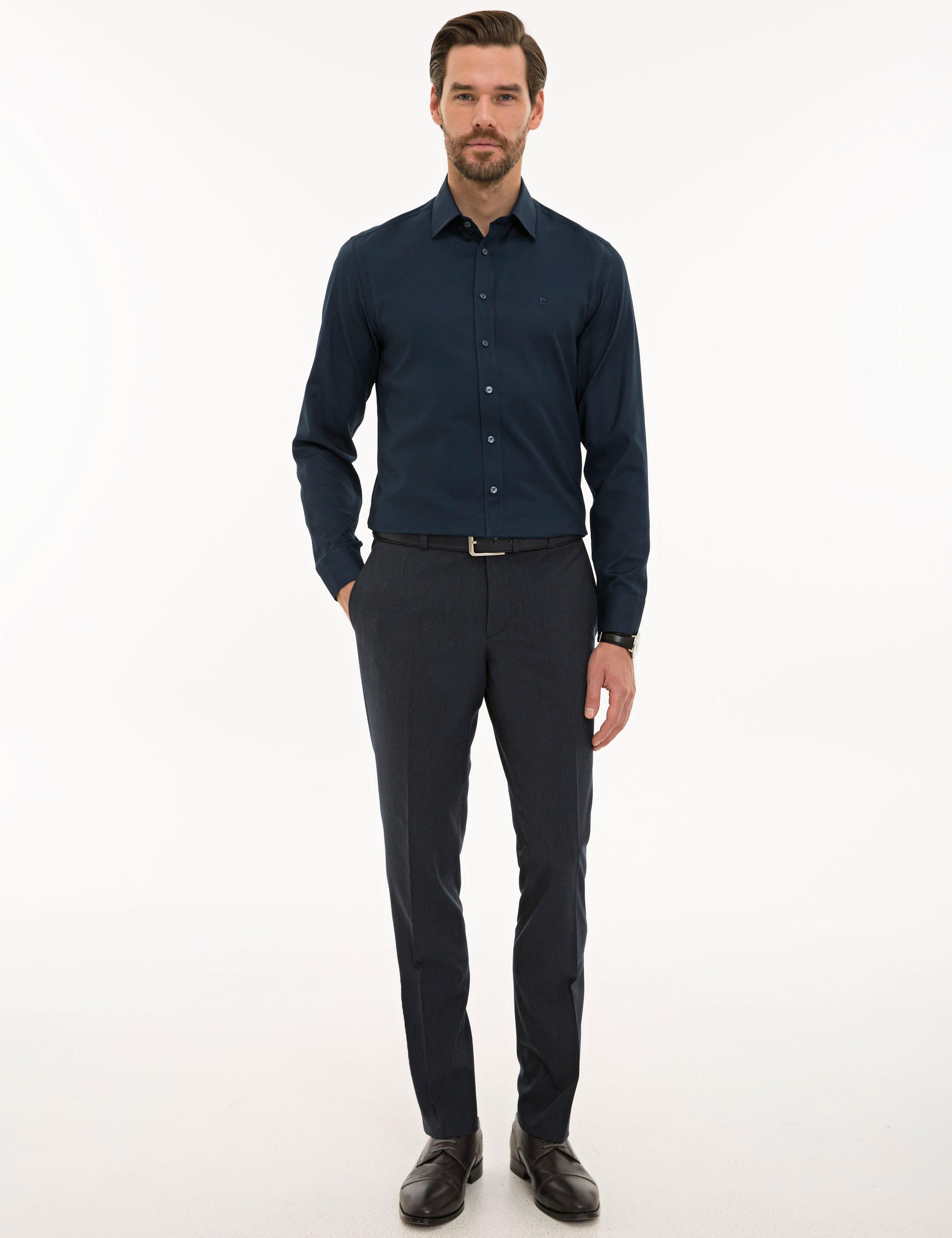 Lacivert Slim Fit Oxford Gömlek