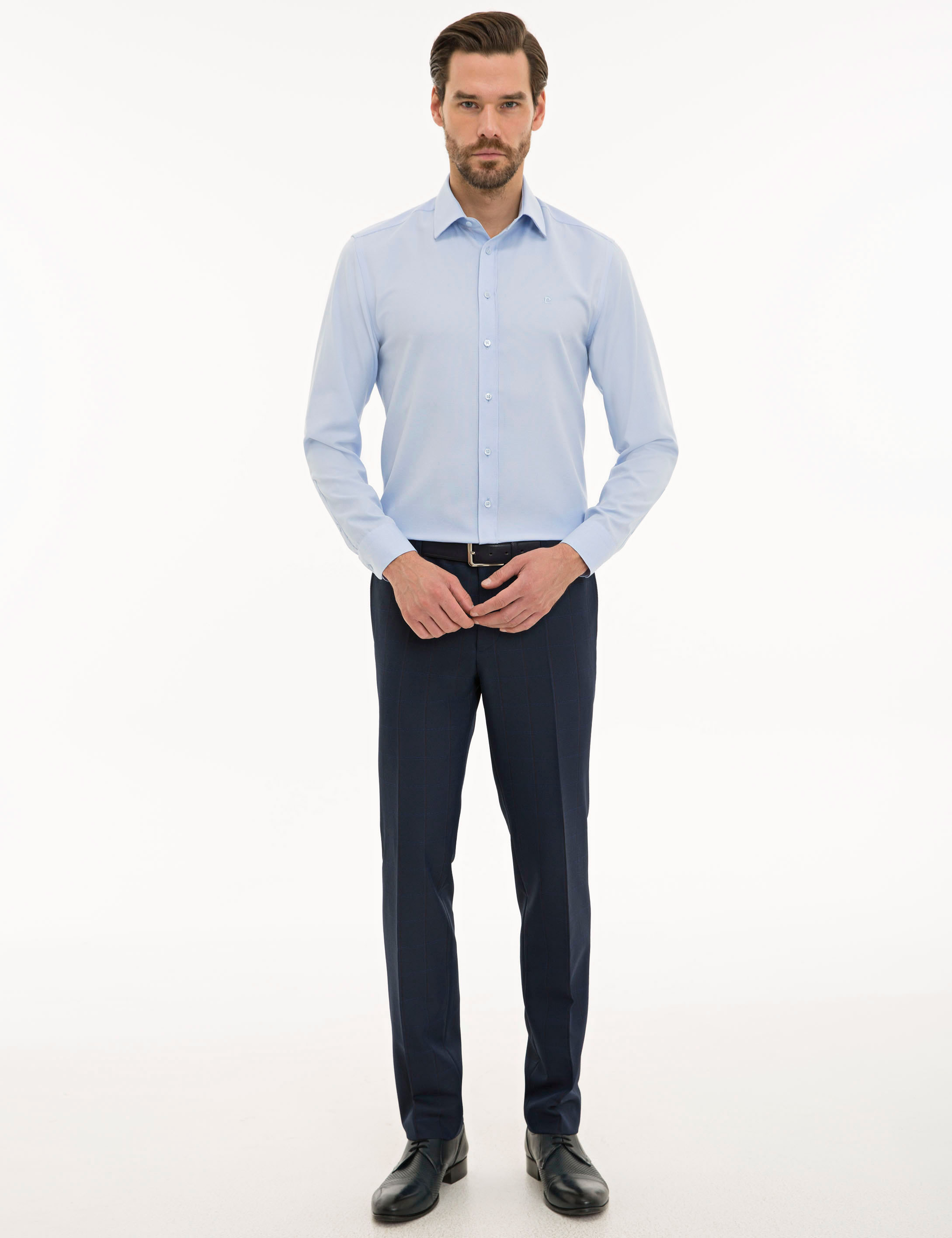 Açık Mavi Slim Fit Oxford Gömlek - Image 4