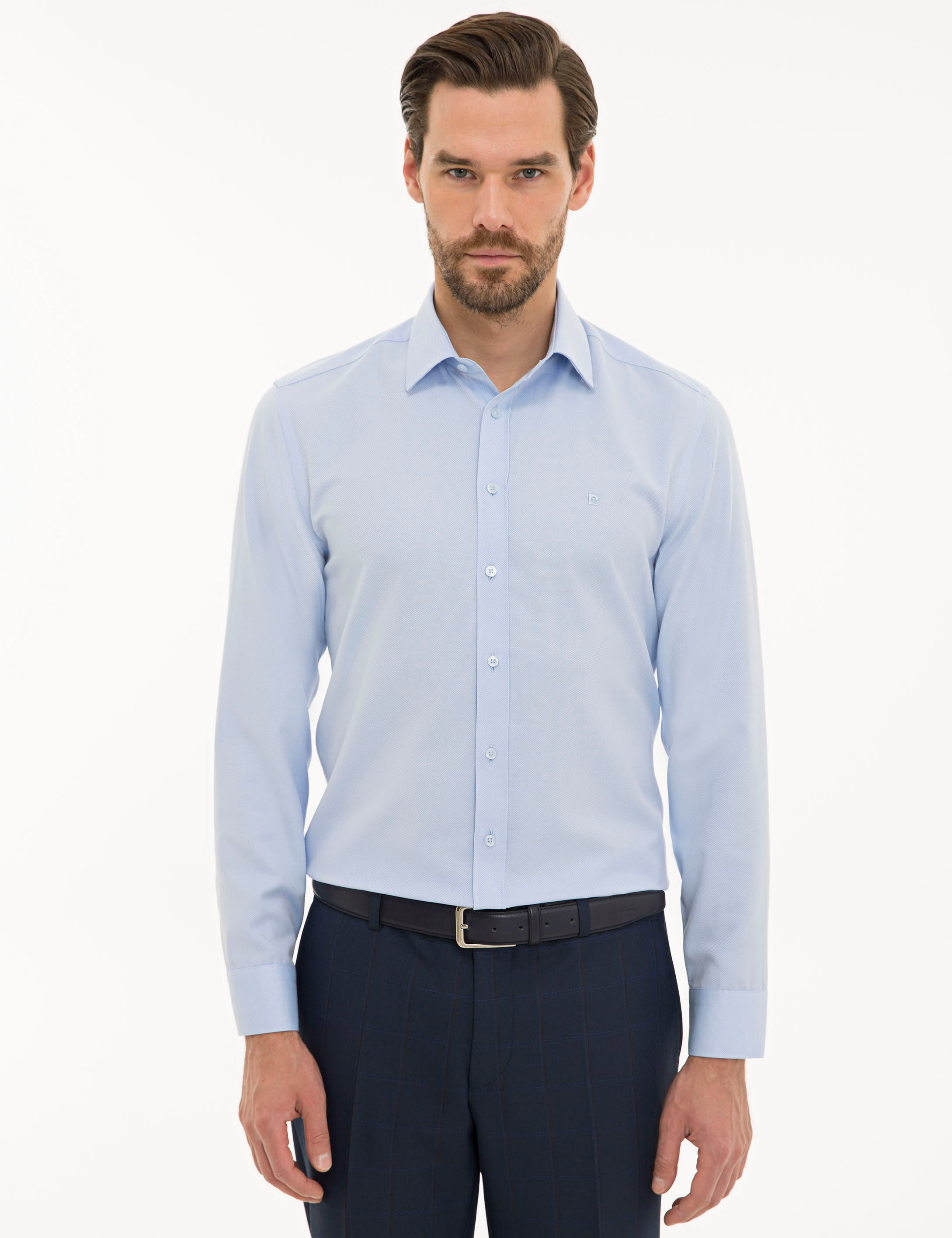 Açık Mavi Slim Fit Oxford Gömlek - Image 1