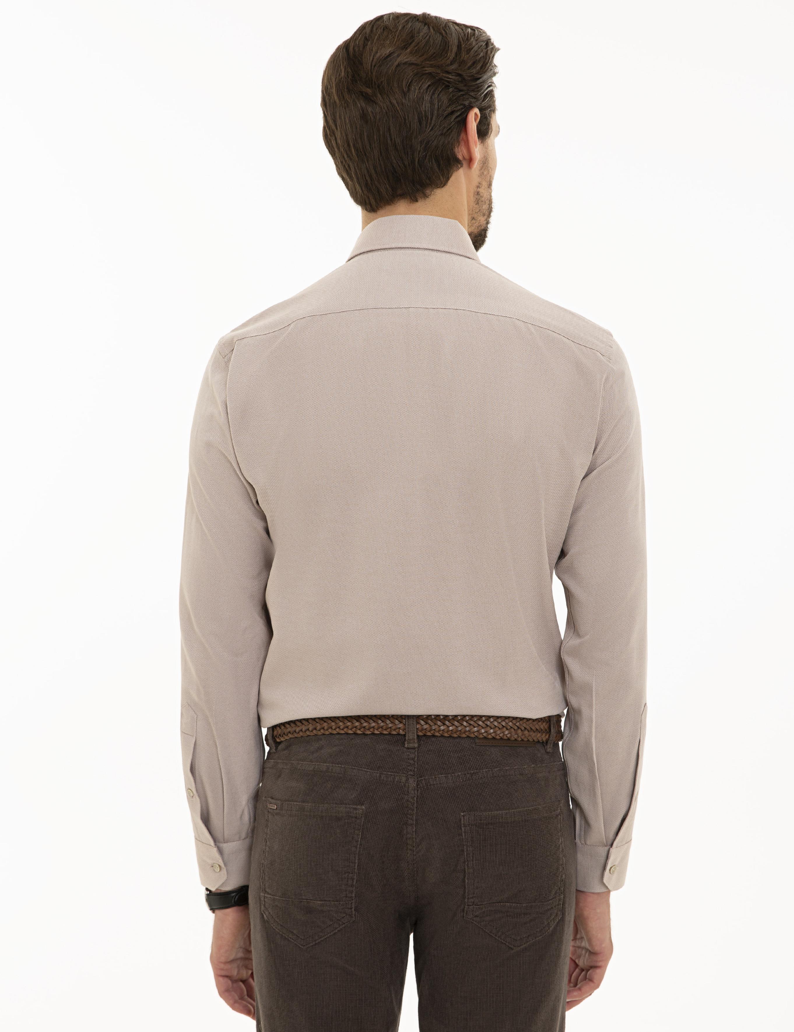 Açık Kahverengi Slim Fit Oxford Gömlek