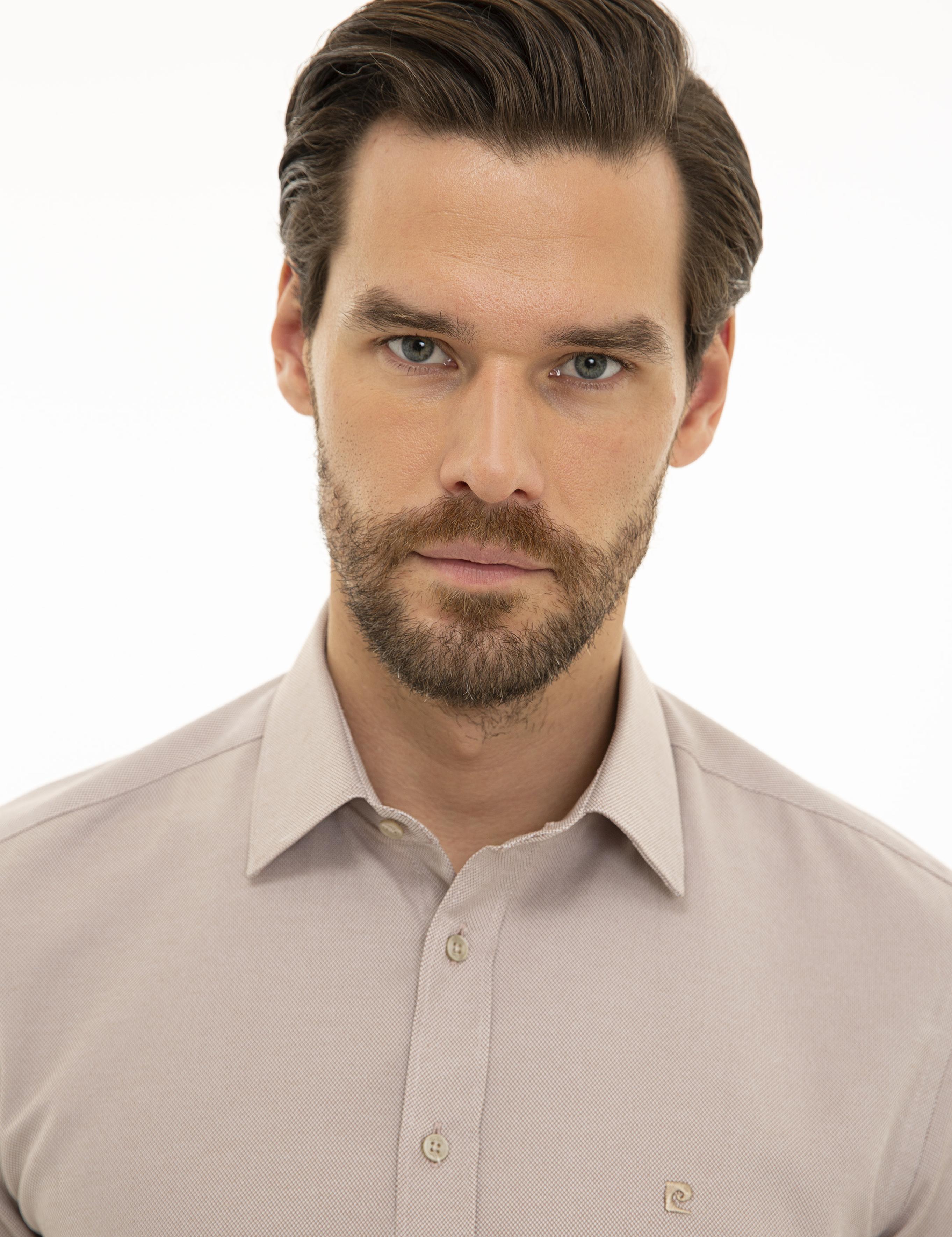 Açık Kahverengi Slim Fit Oxford Gömlek