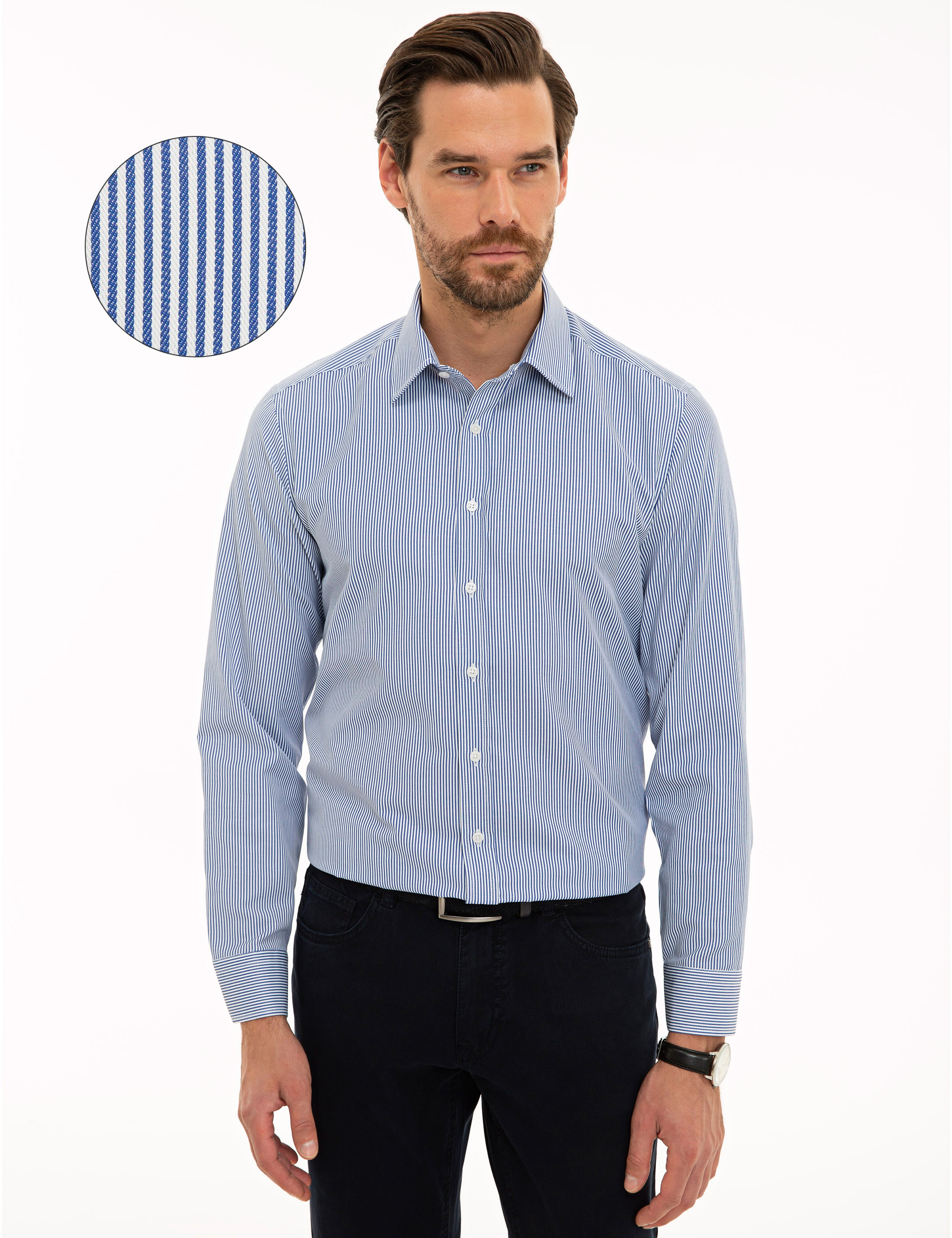 Mavi Slim Fit Uzun Kollu Gömlek