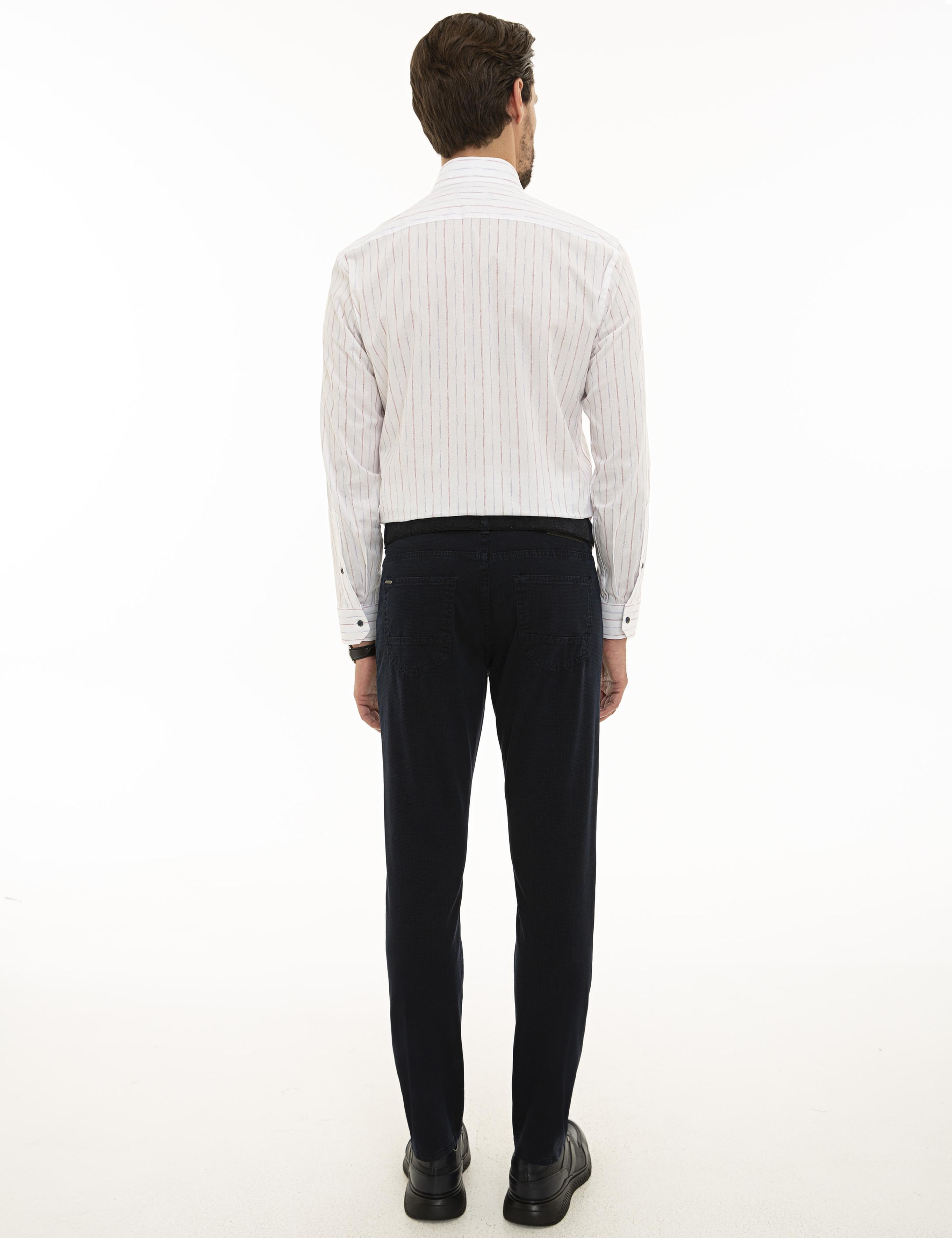 Lacivert Slim Fit Kanvas Pantolon