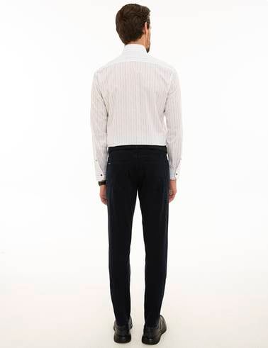 Lacivert Slim Fit Kanvas Pantolon