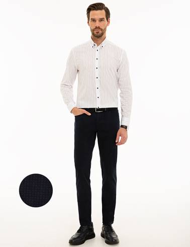 Lacivert Slim Fit Kanvas Pantolon