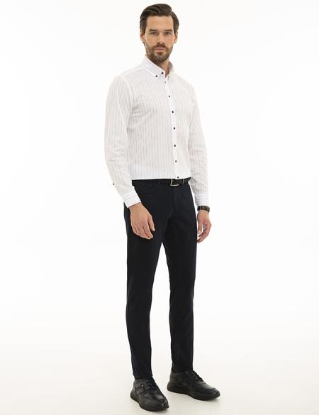 Lacivert Slim Fit Kanvas Pantolon - 50229216023