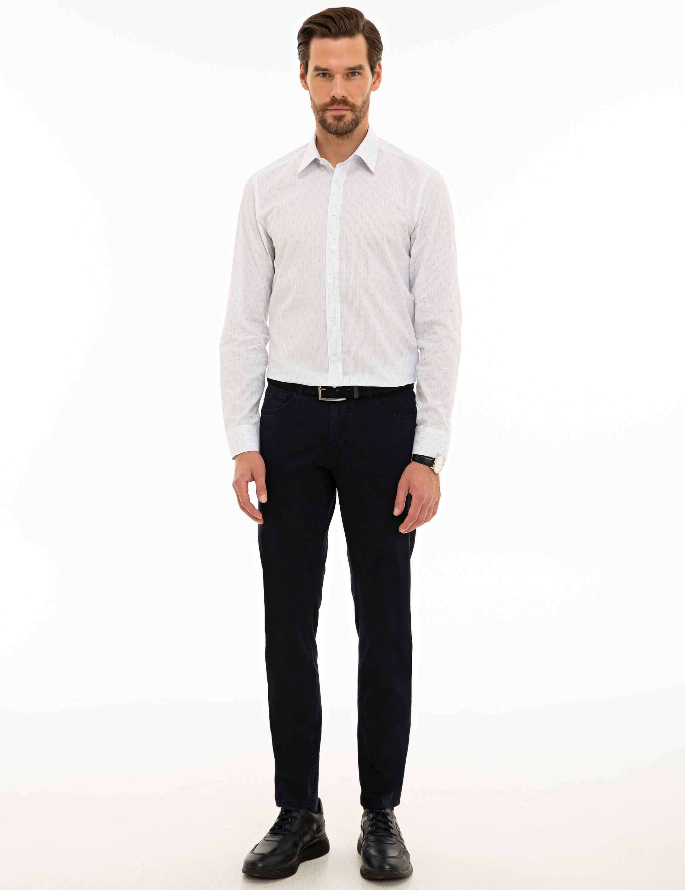 Beyaz Slim Fit Uzun Kollu Gömlek - Image 4