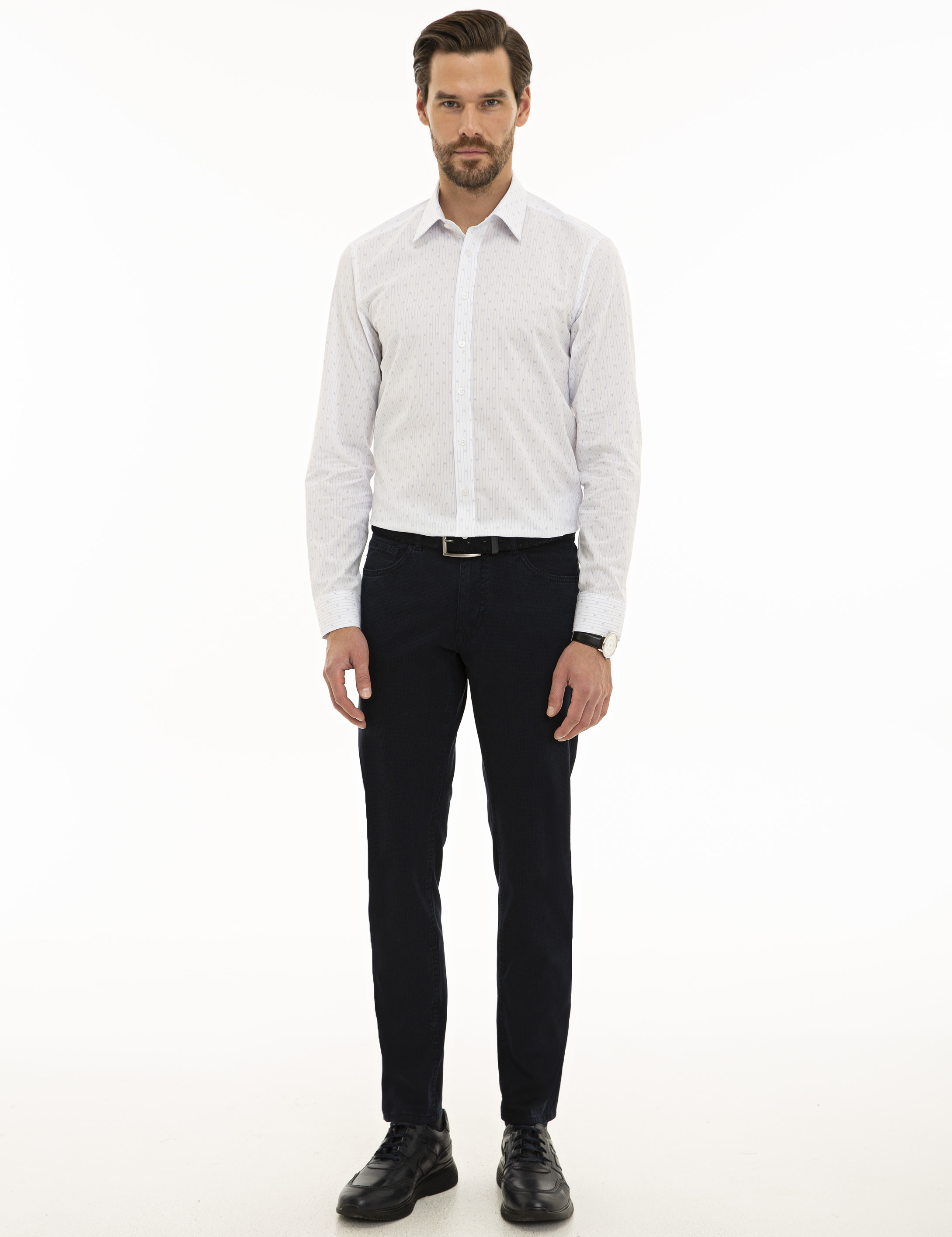Beyaz Slim Fit Uzun Kollu Gömlek
