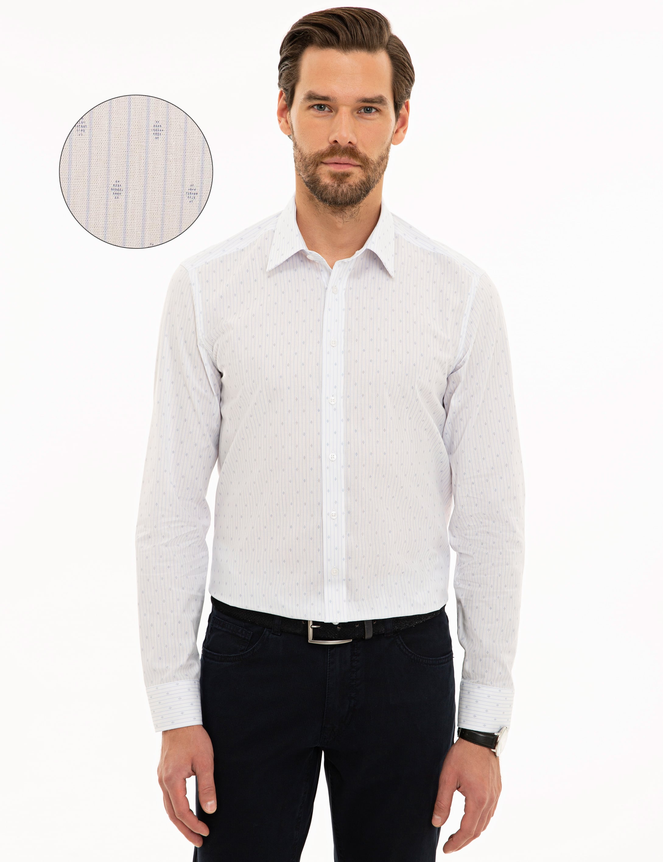Beyaz Slim Fit Uzun Kollu Gömlek