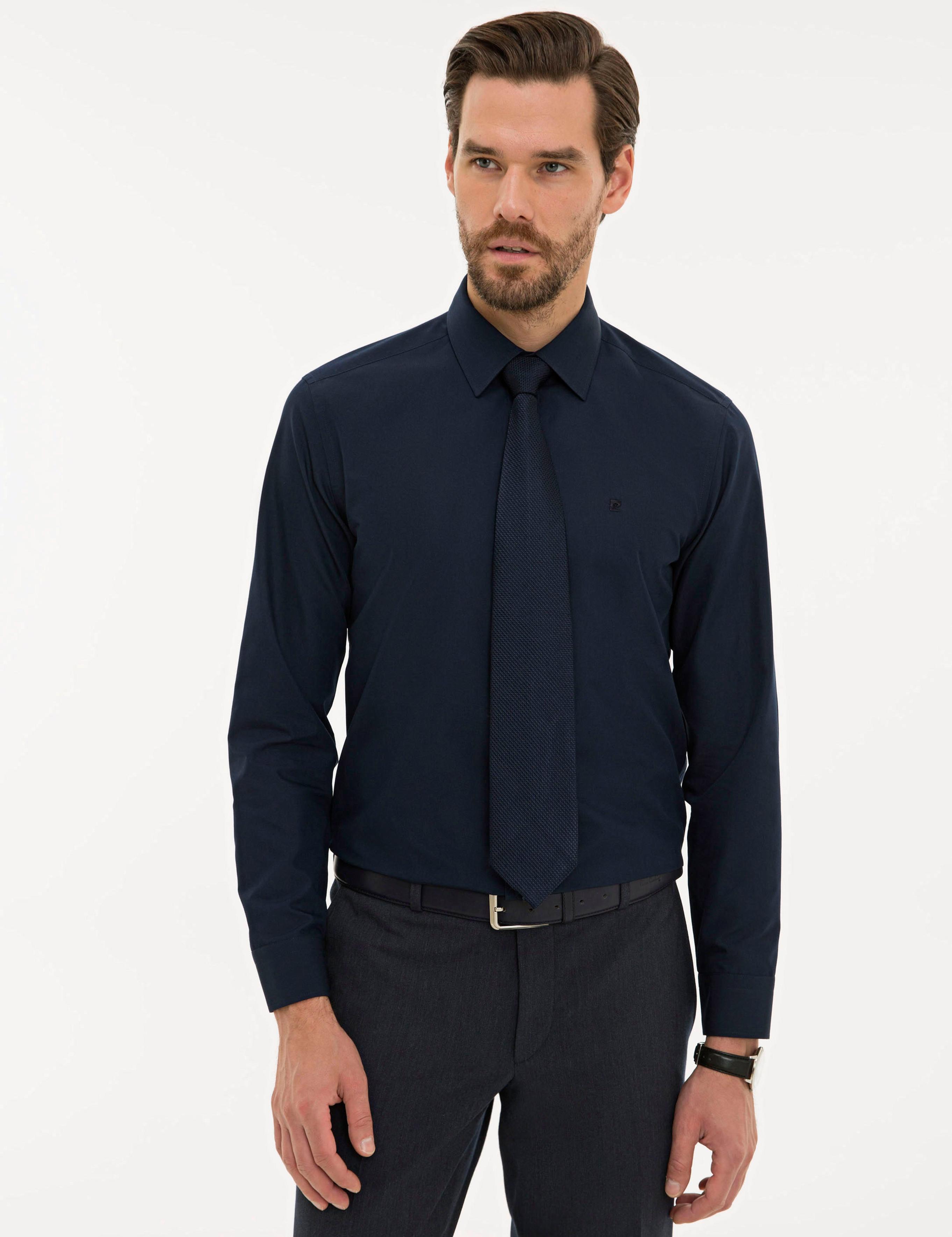 Lacivert Slim Fit Basic Gömlek