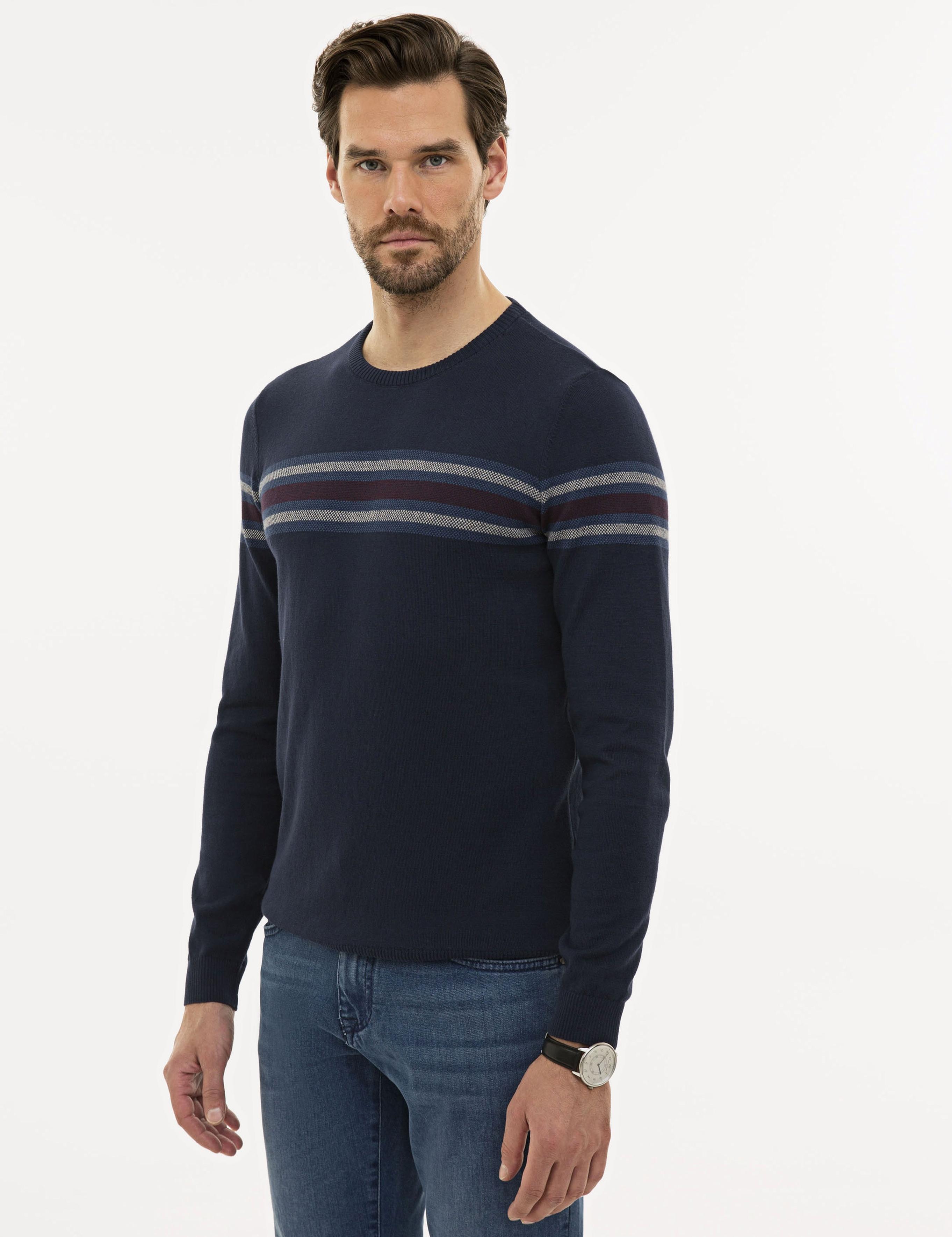 Lacivert Slim Fit Triko Kazak