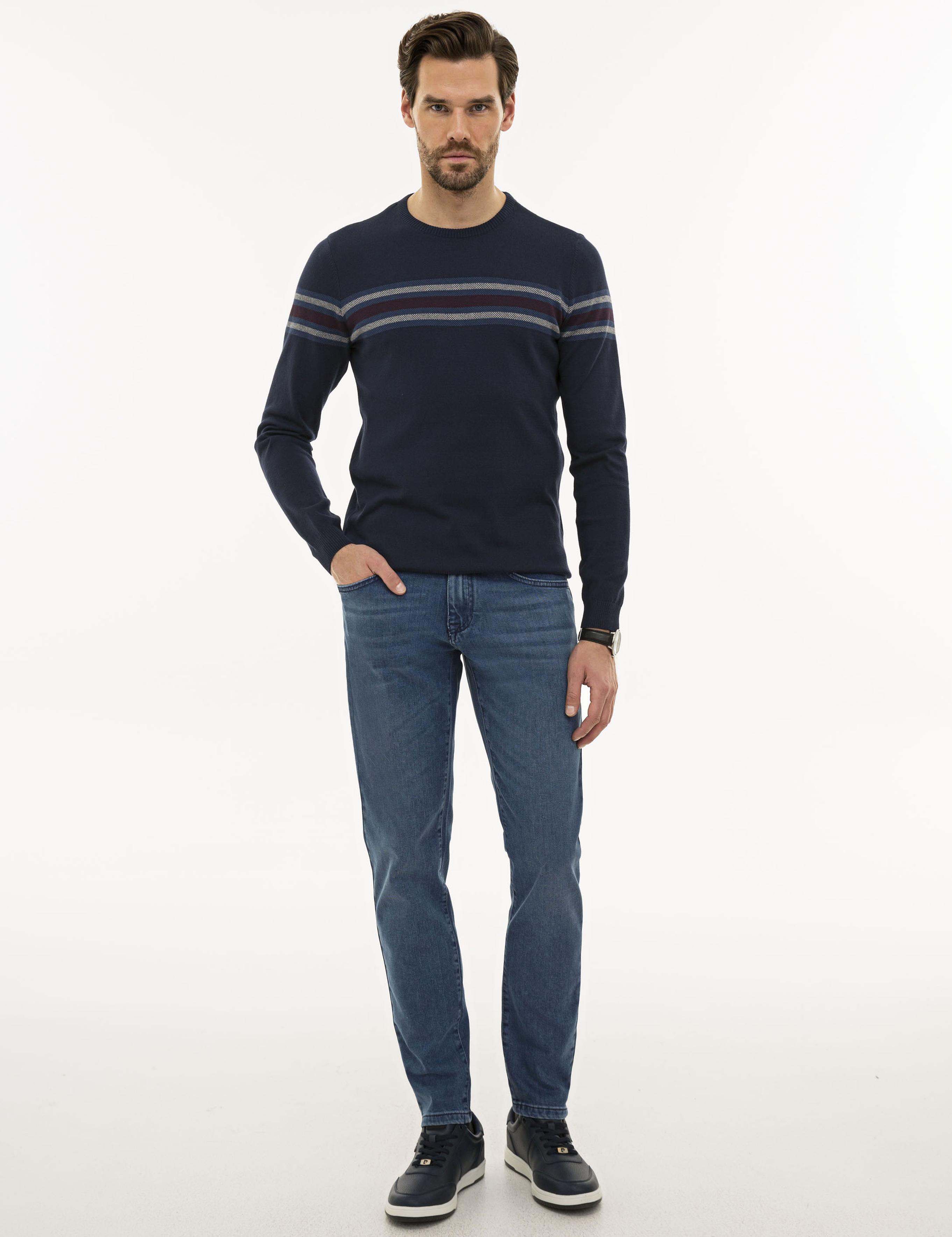 Lacivert Slim Fit Triko Kazak