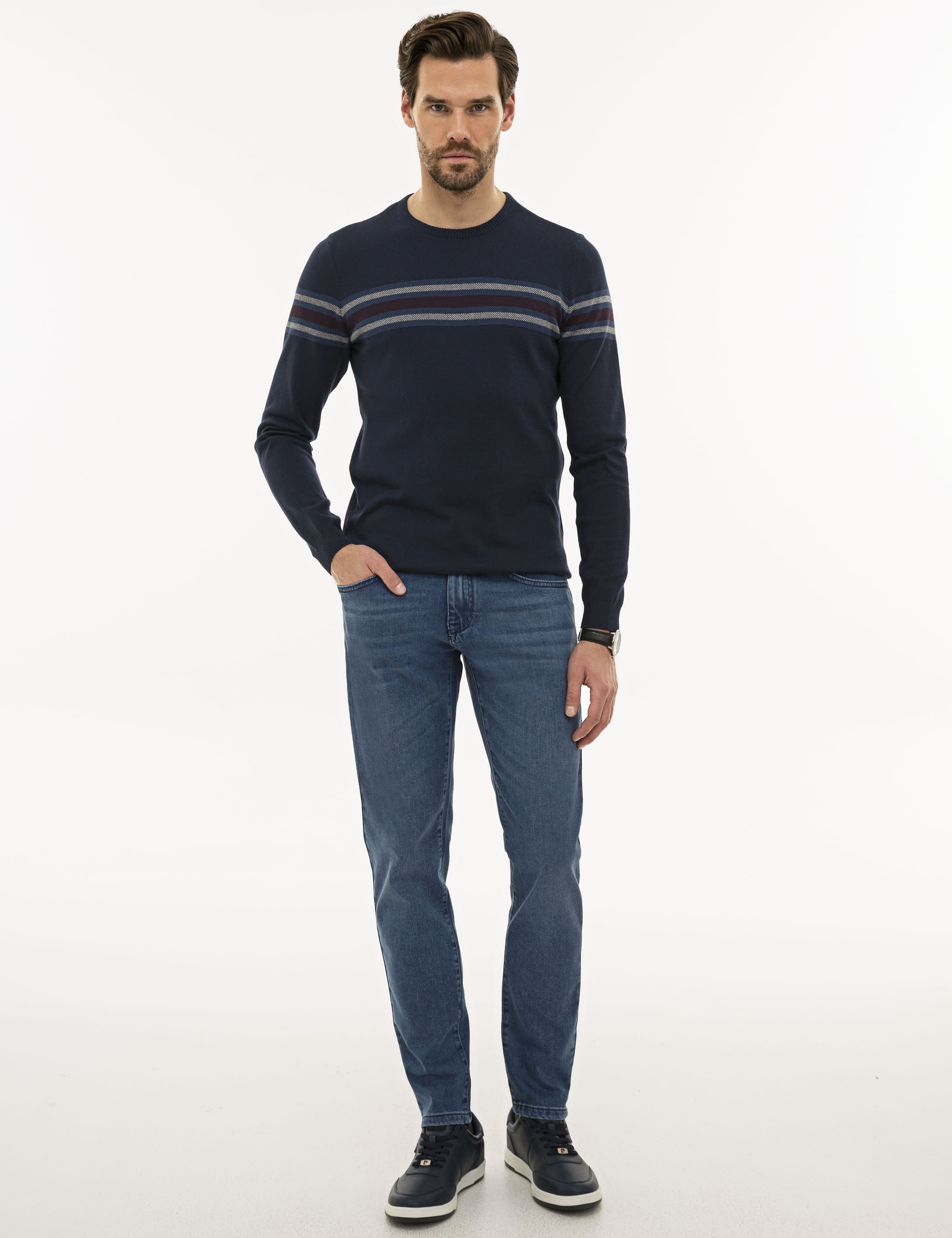 Lacivert Slim Fit Triko Kazak - Image 5