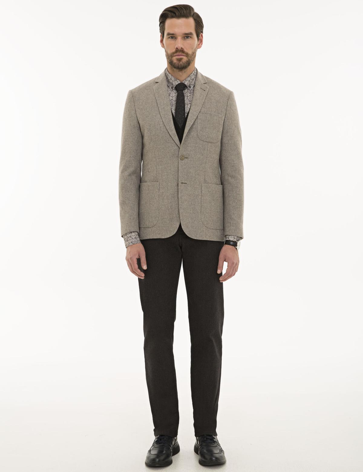 Açık Kahverengi Slim Fit Ceket - 50225497014