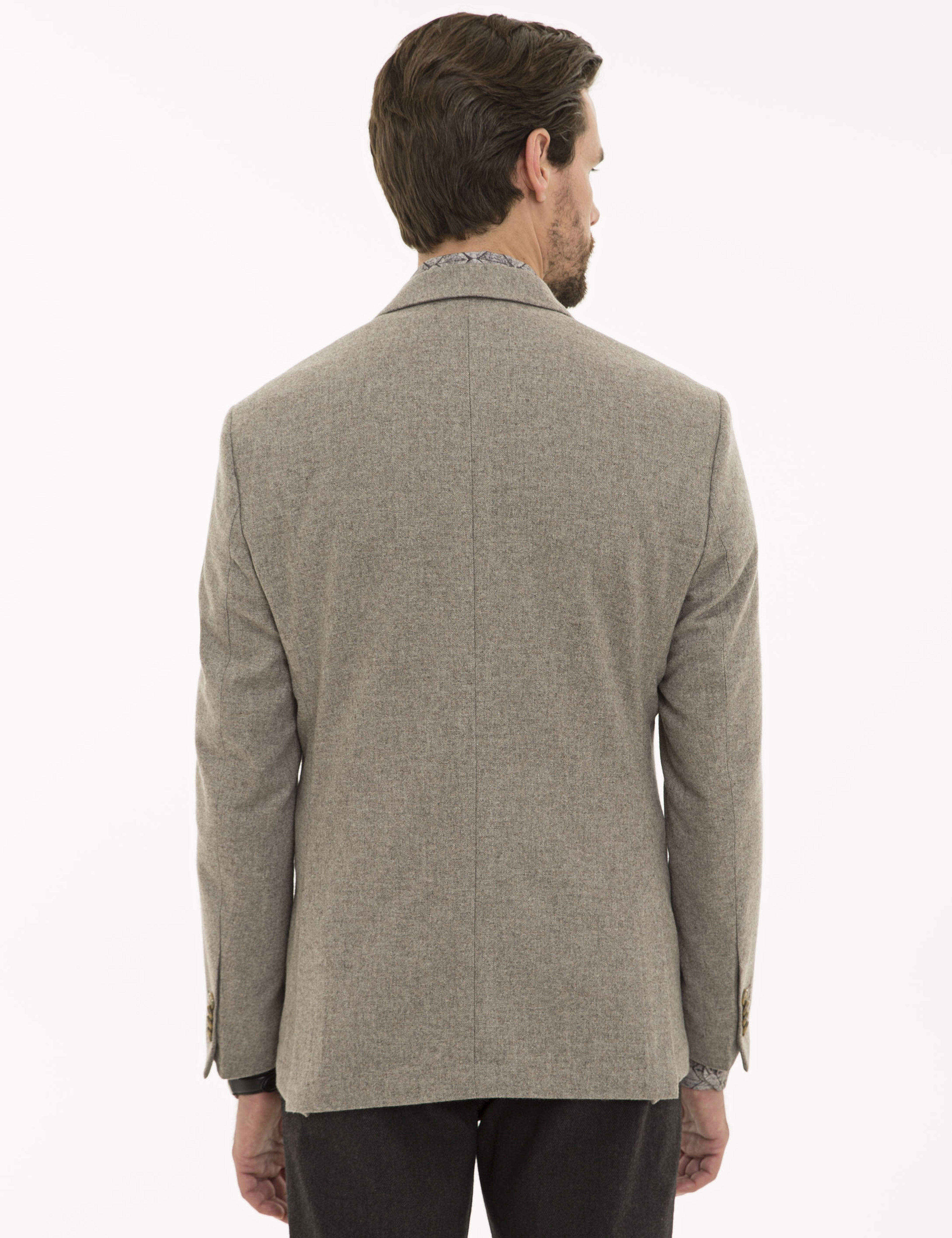 Açık Kahverengi Slim Fit Ceket - Image 4